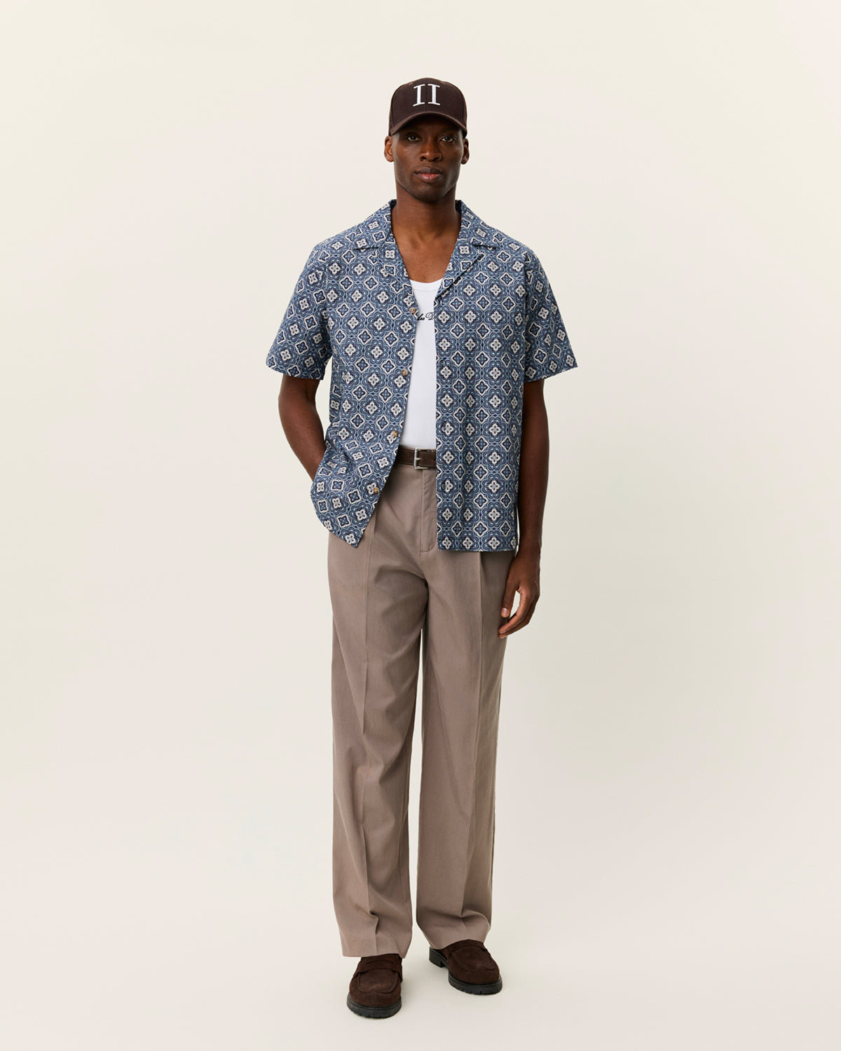 Camicia Ss Lukas Arabesque Aop Blu Fog