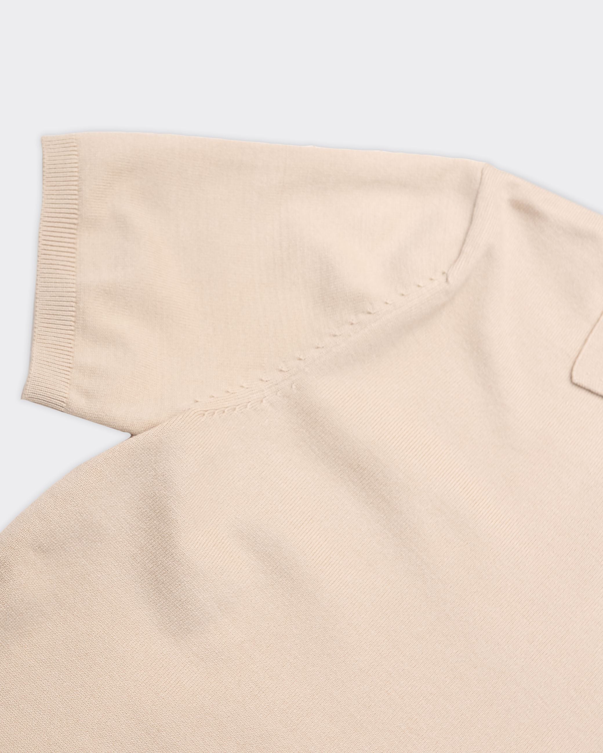 Polo Ss Teller Knit Oatmeal