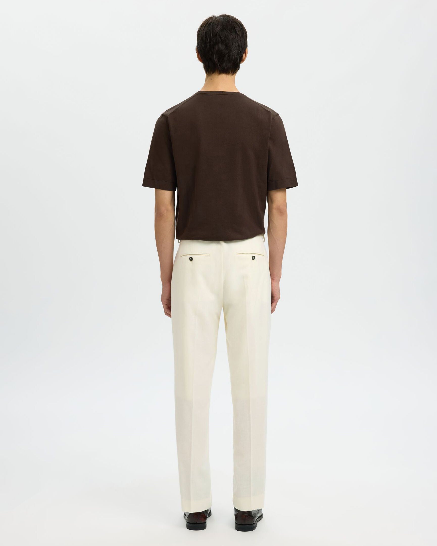 Pantalone Reg Beck Wool Blend Egret