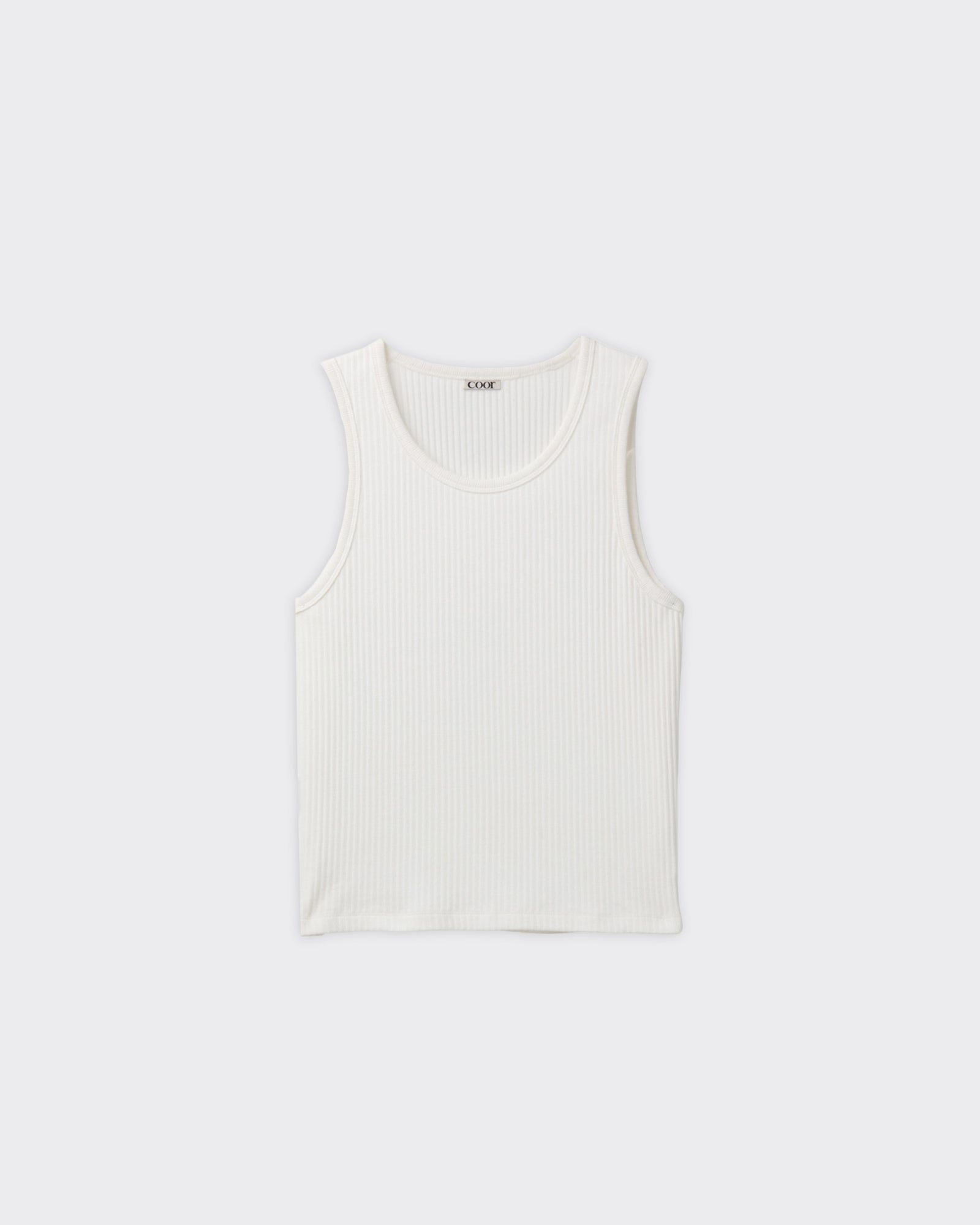 Canotta Ribbed Scoop-Neck Bianca