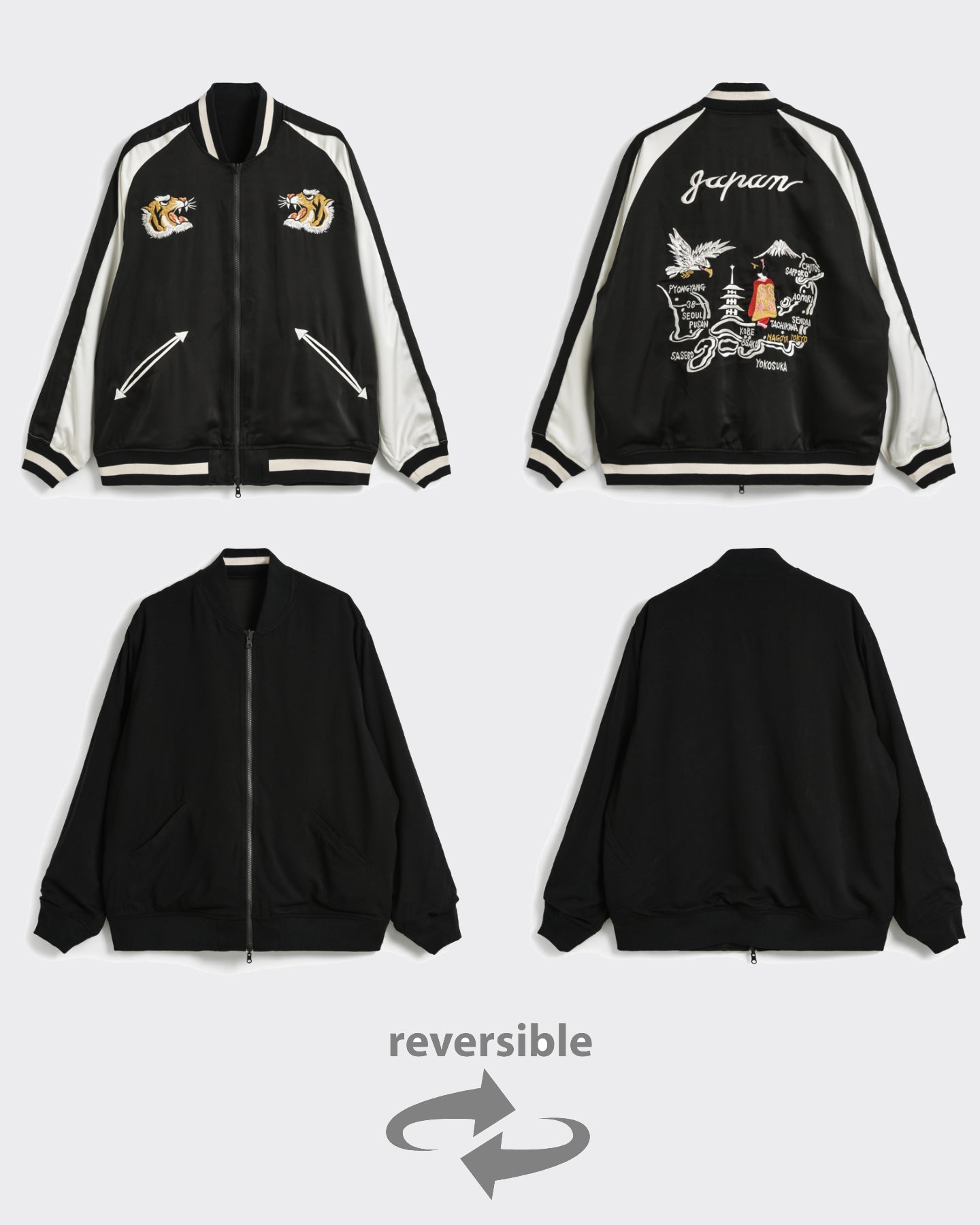 Giacca Varsity Reversibile Jpn Ska Nera/Bianca