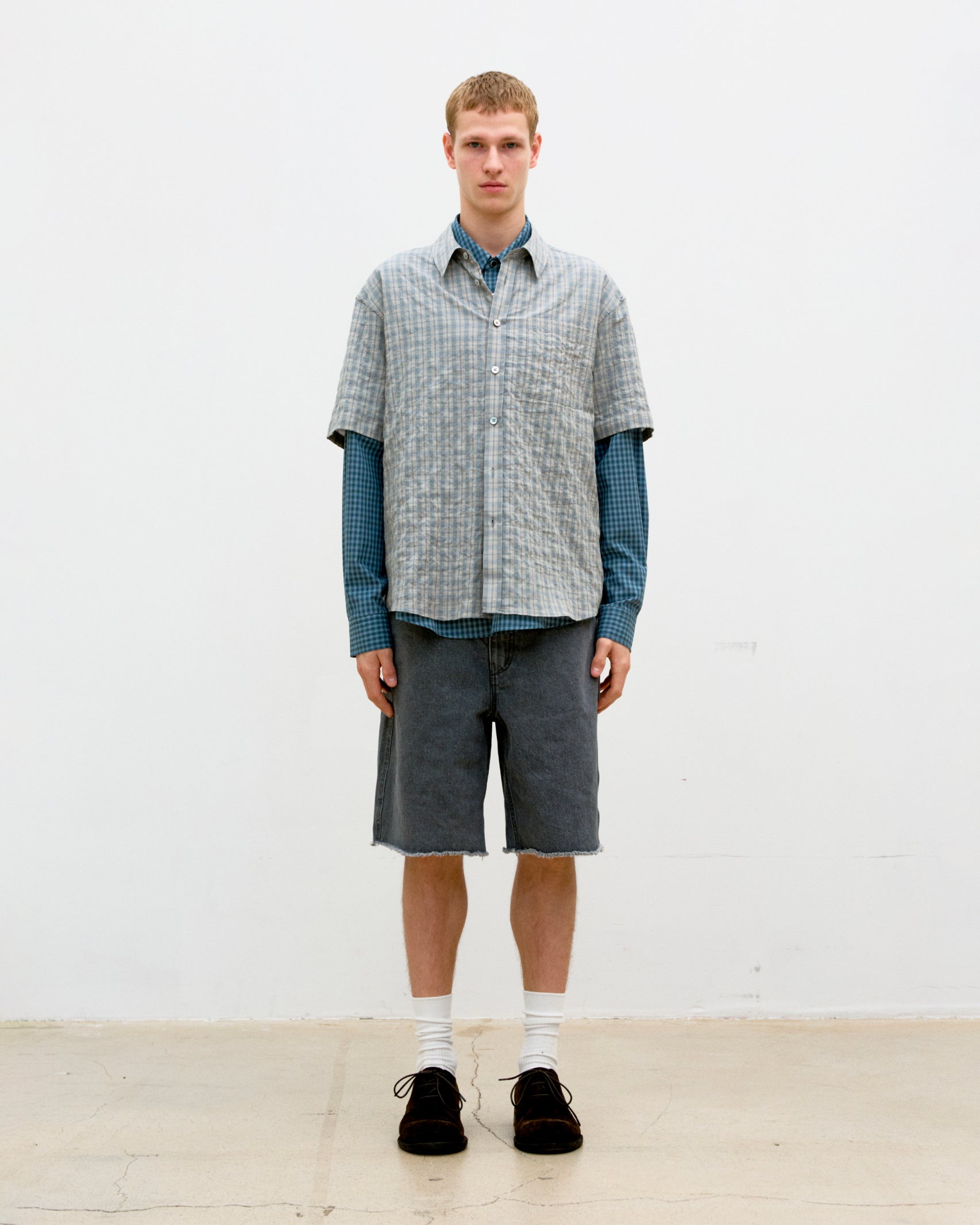 Camicia SS Alternative Wrinkle Washed Khaki Beige