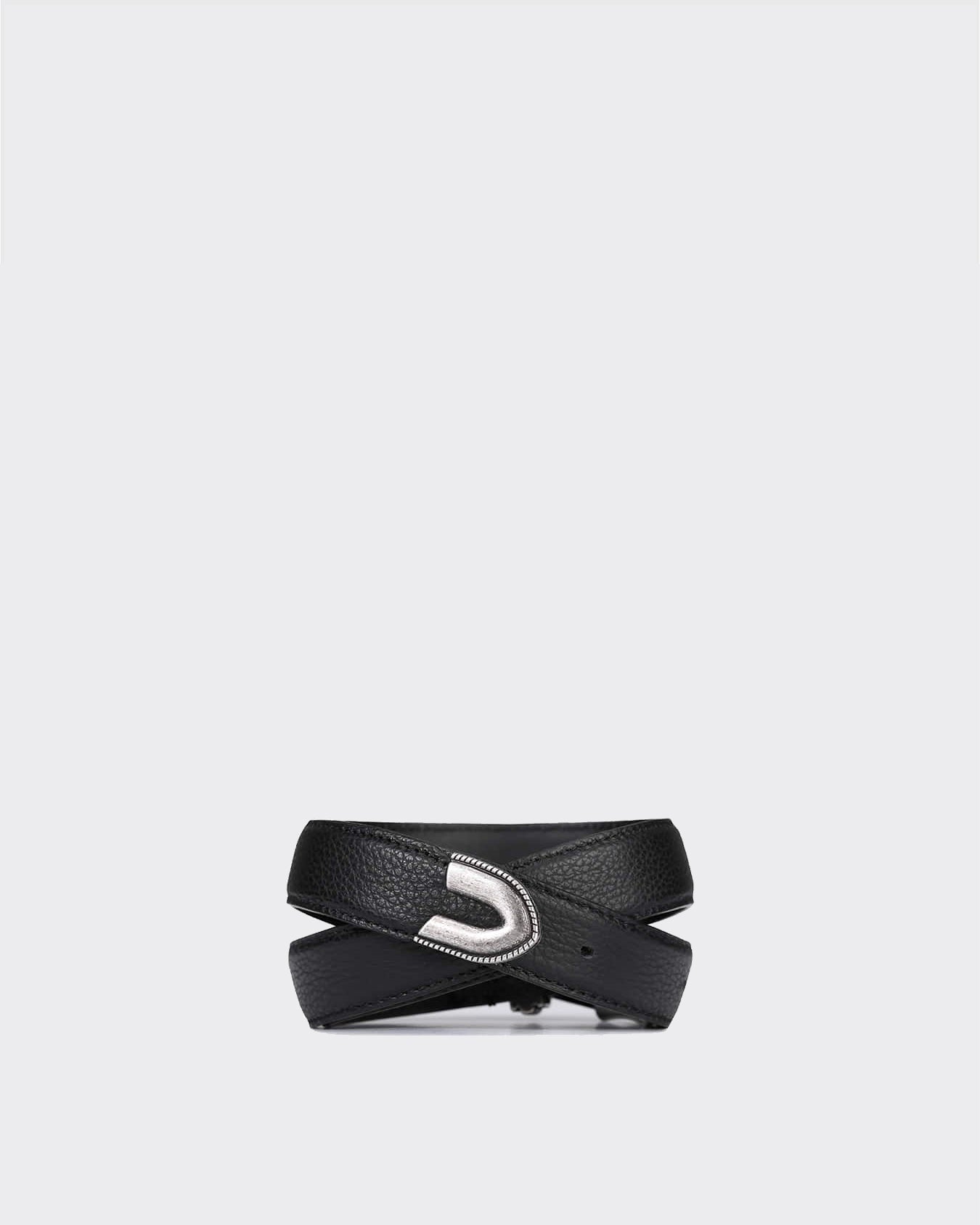 Cintura Pebble Western Buckle Leather Nera