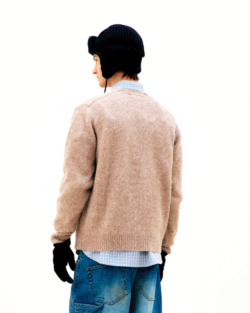 Maglione Crewneck Hairy Alpaca Blend Rosa Beige