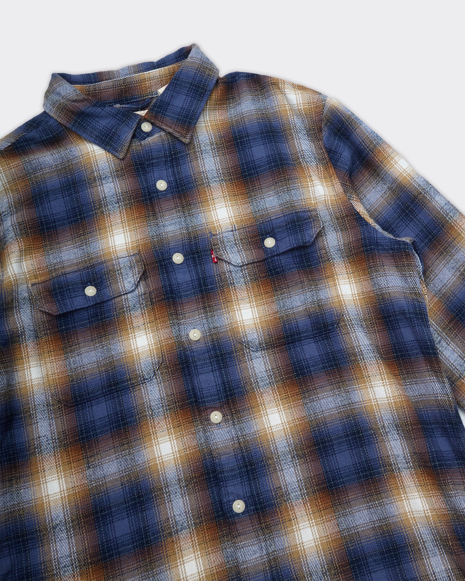 Jackson Worker Plaid Vintage Indigo Blue Shirt
