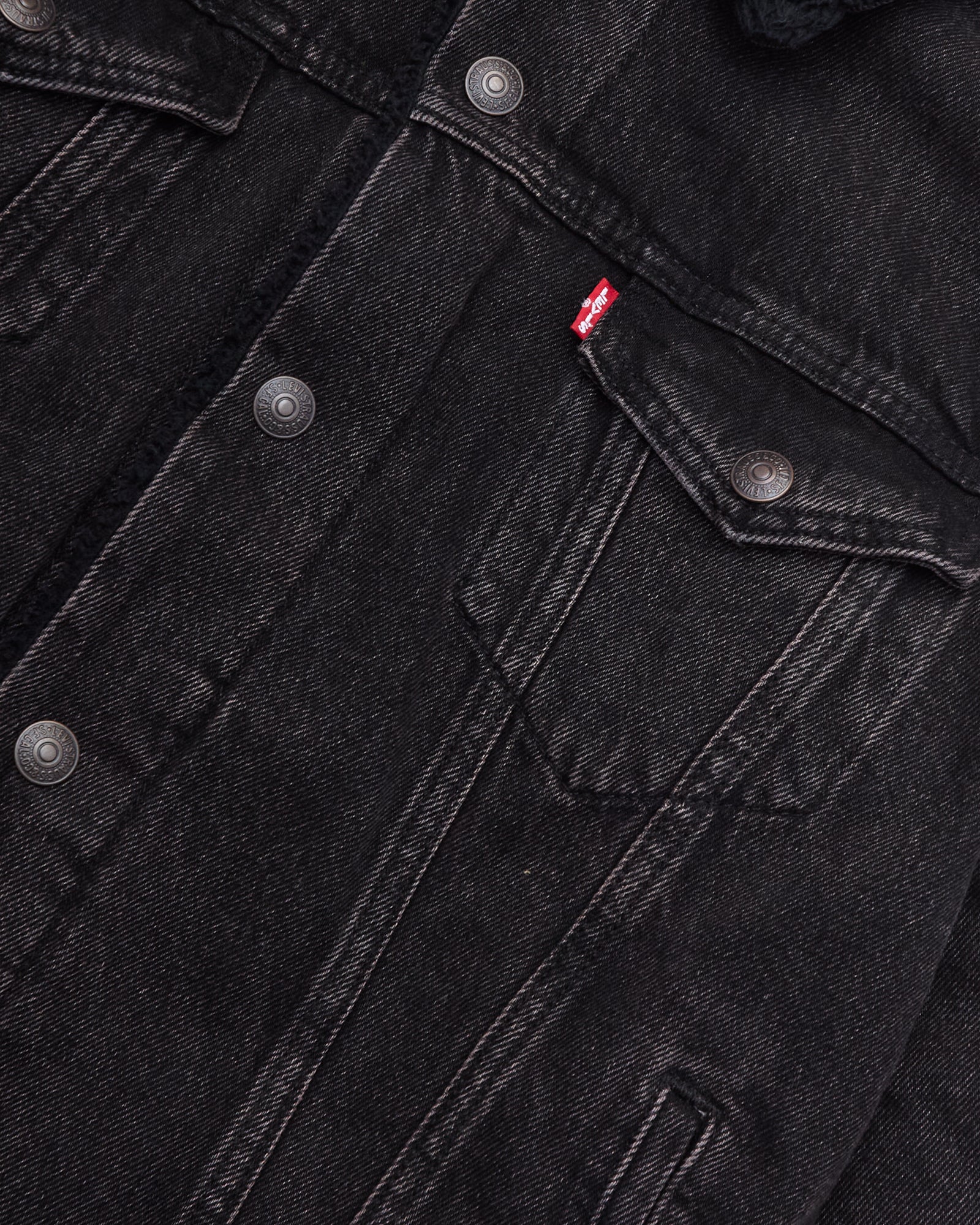 Denim Type 3 Sherpa Trucker Jacket Black