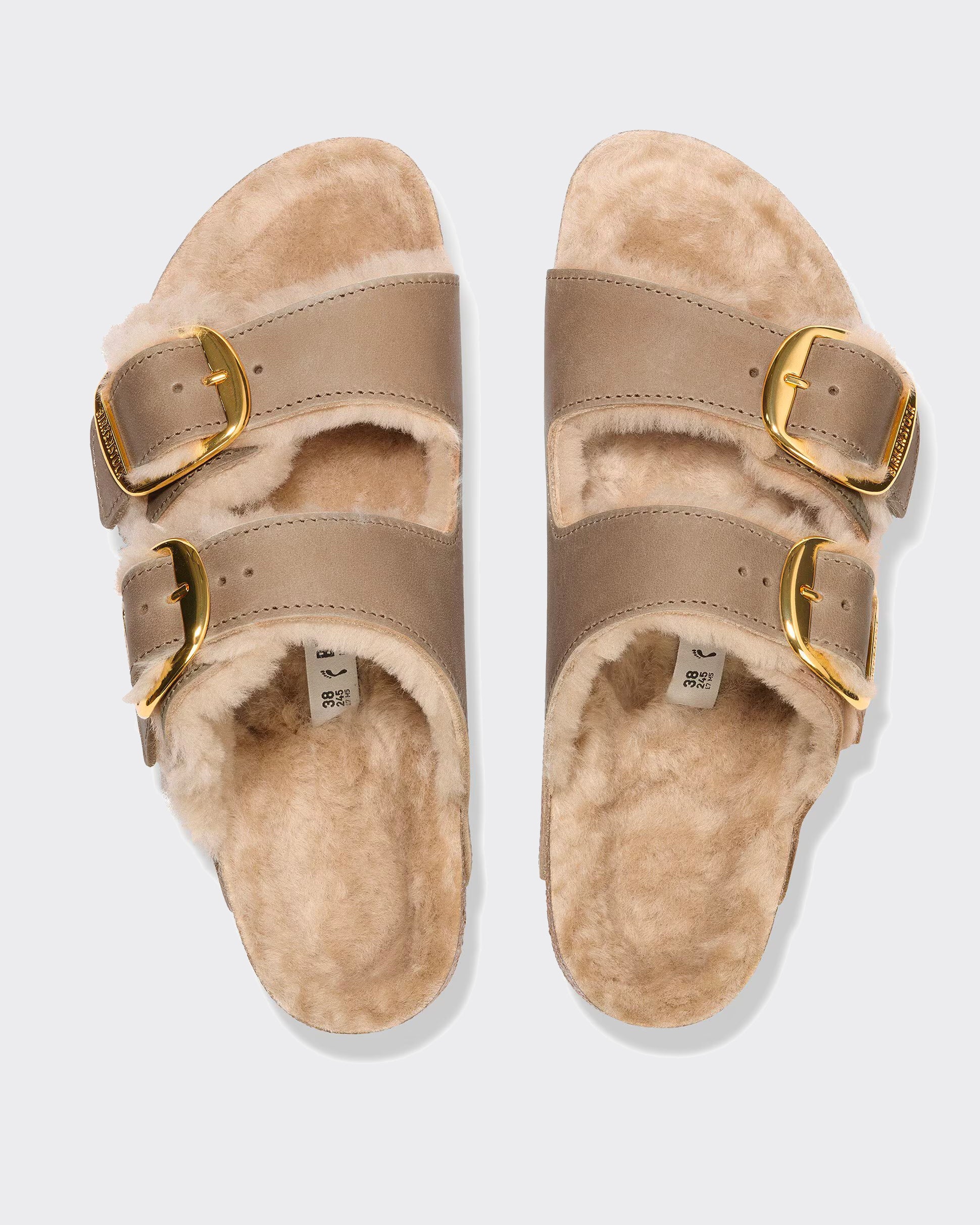 Ciabatta Arizona Big Buckle Shearl Oiled Leather Tabacco Brown