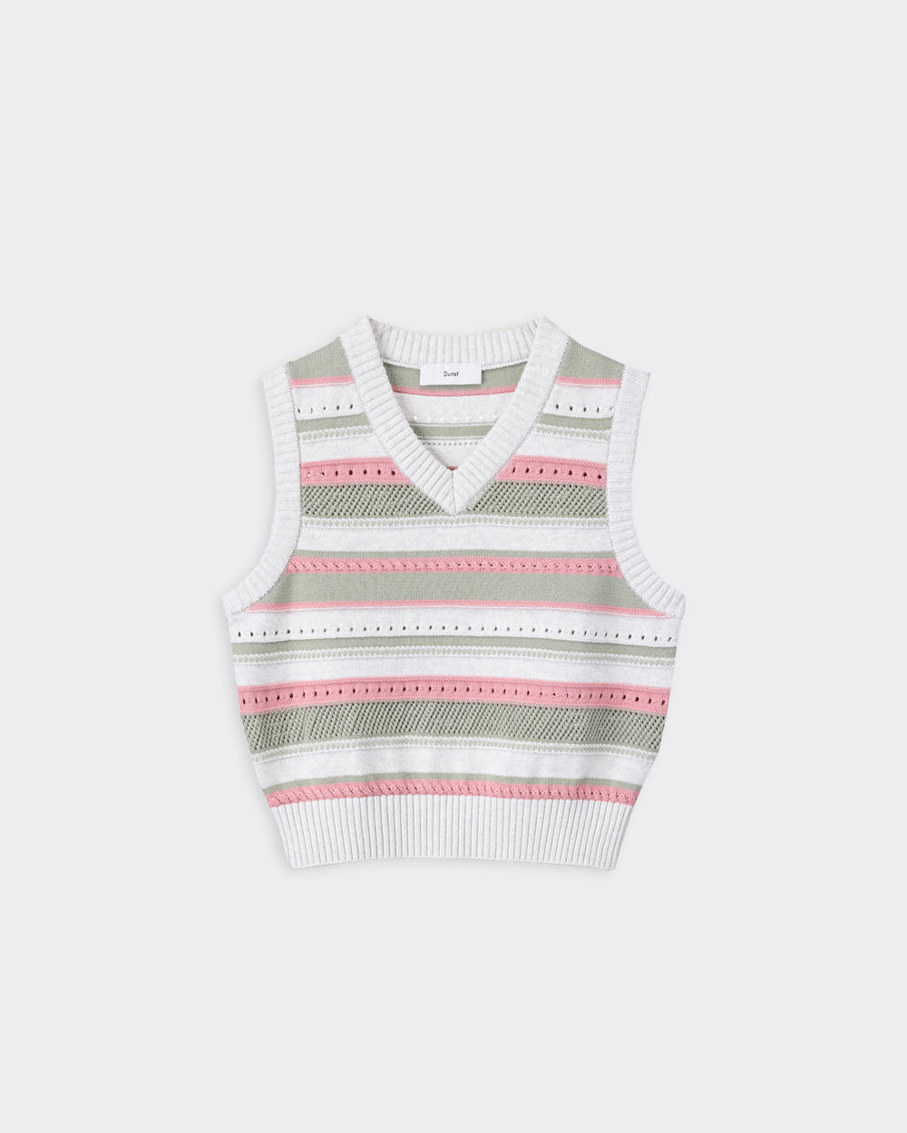Vest Unisex Crafted Knit Ivory / Mint