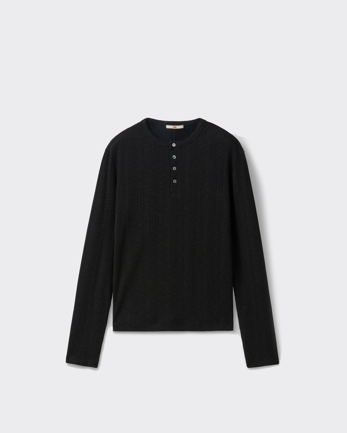 Longsleeve Henley Neck Grain Nero