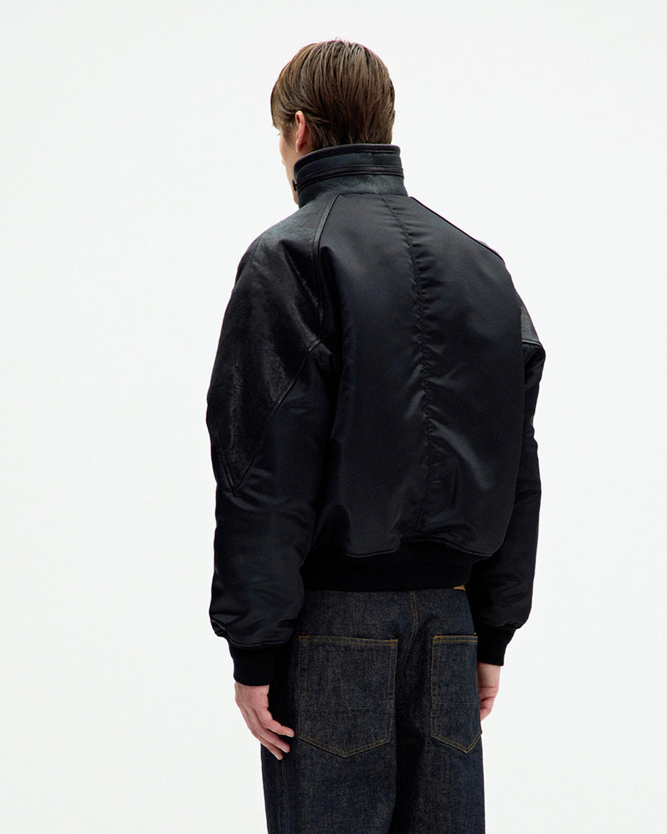 Bomber Highneck Shearling Mixed Ma-1 Nero