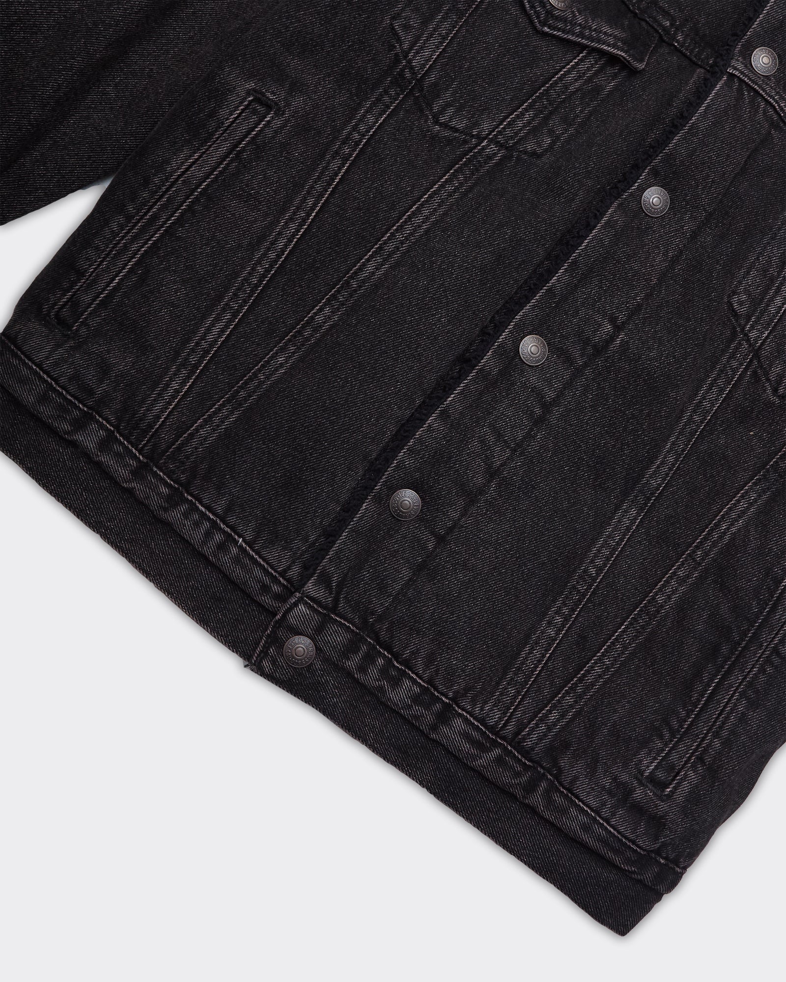 Denim Type 3 Sherpa Trucker Jacket Black