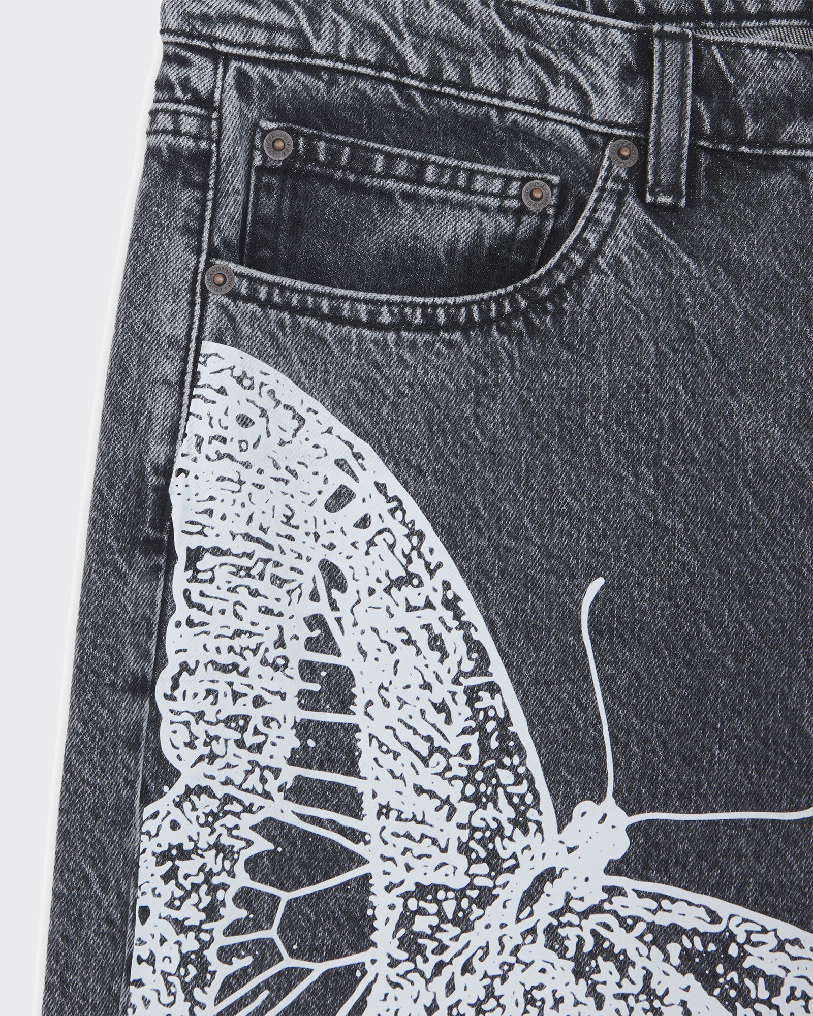 Jeans Butterfly Loose Denim Bleach Grigi