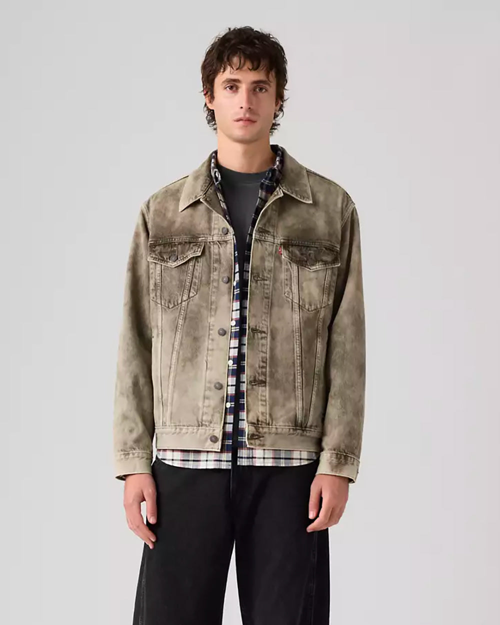 Giacca Denim Relaxed Fit Trucker Camo Verde