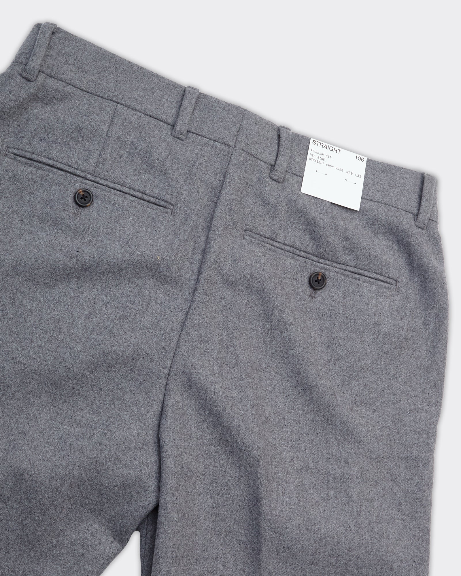 Pantalone Straight Terry Wool Blend Grey Melange