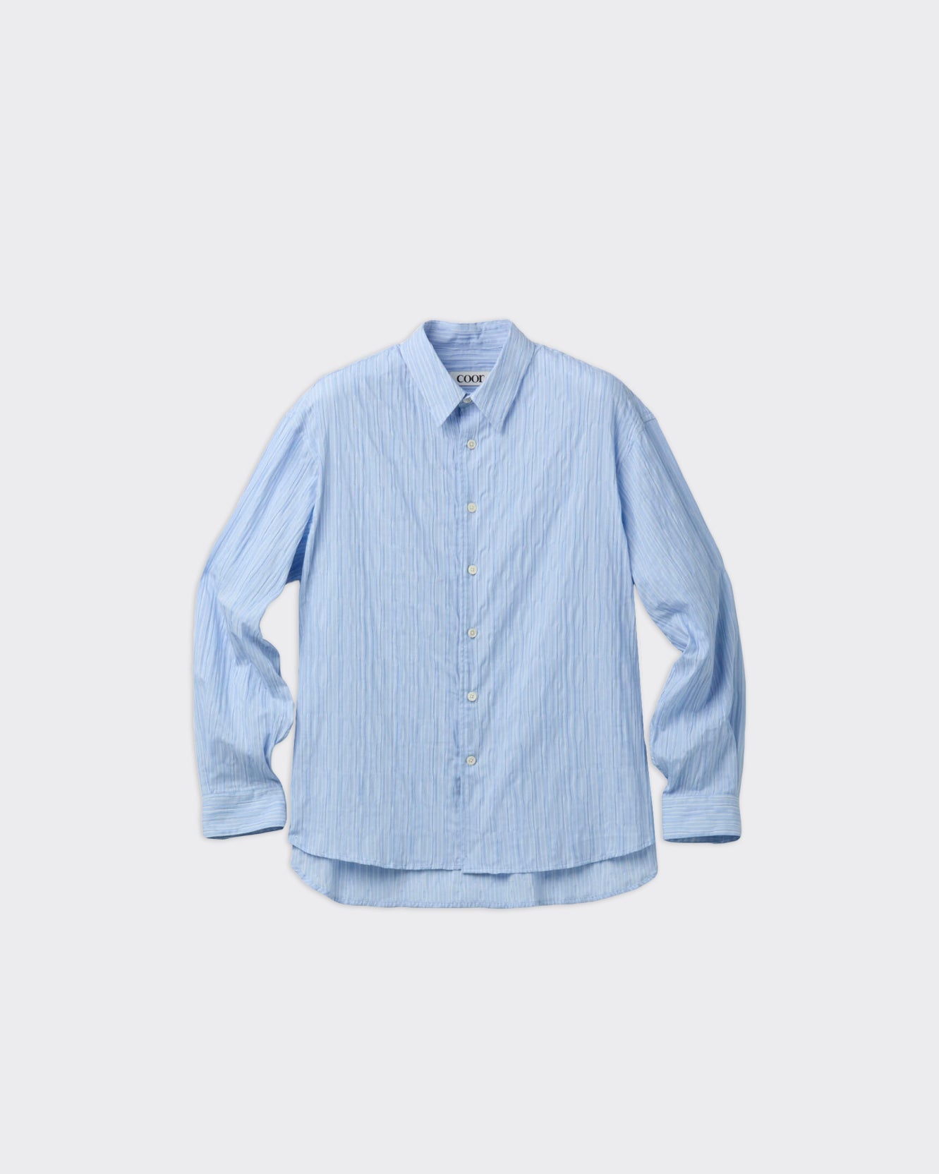 Camicia Semi-Overfit Wrinkle Stripe Sky Blue