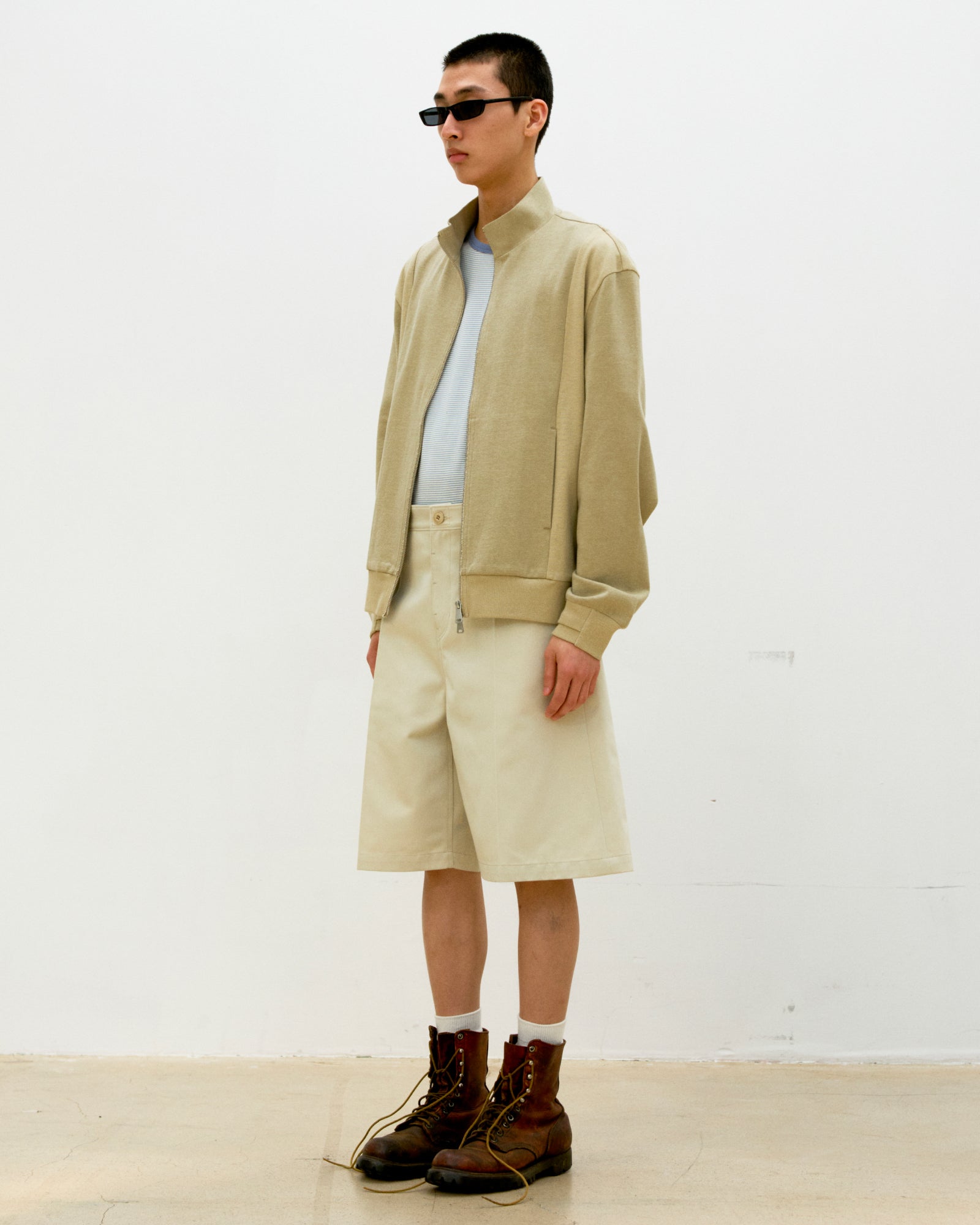 Shorts Stitch Pointed Cotton Blend Sand Beige