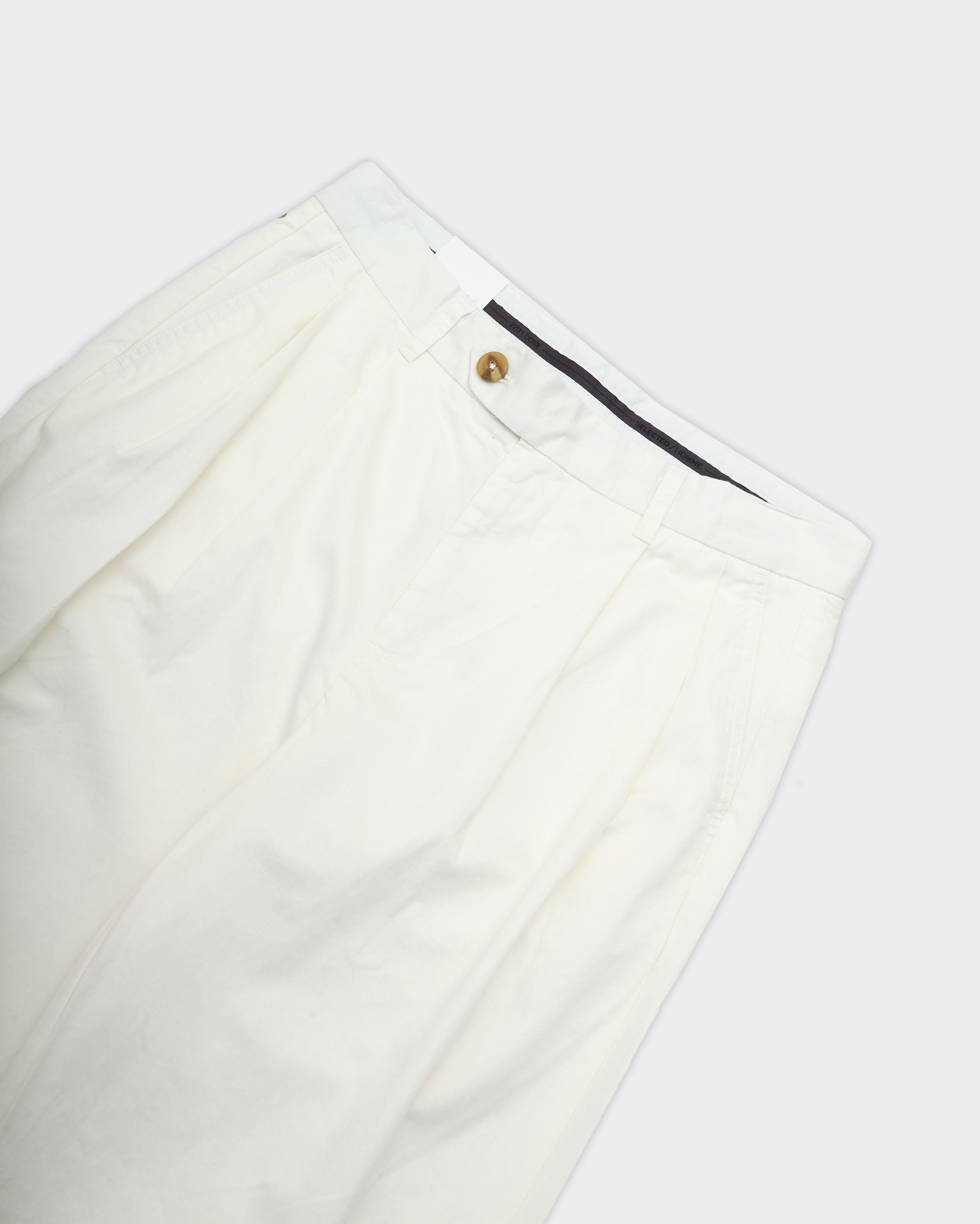 Adam Loose Pleat Trousers White