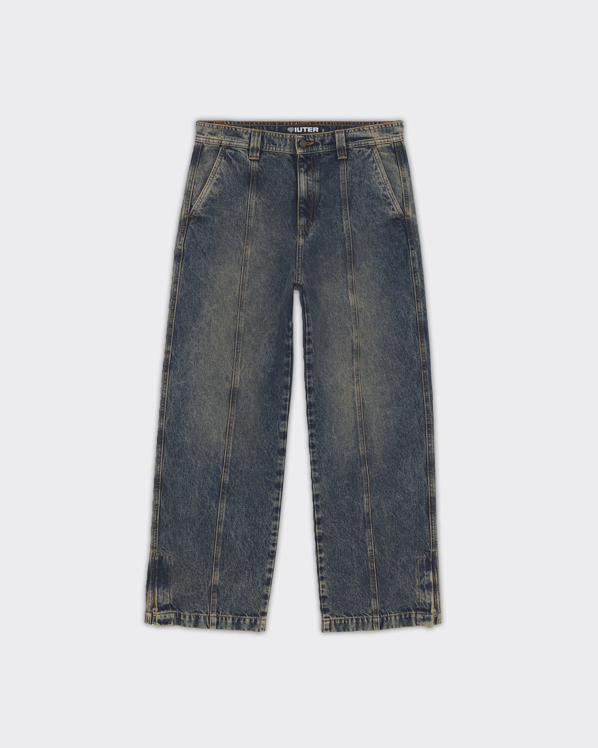 Jeans Grid Zipped Deni Yellow Fade