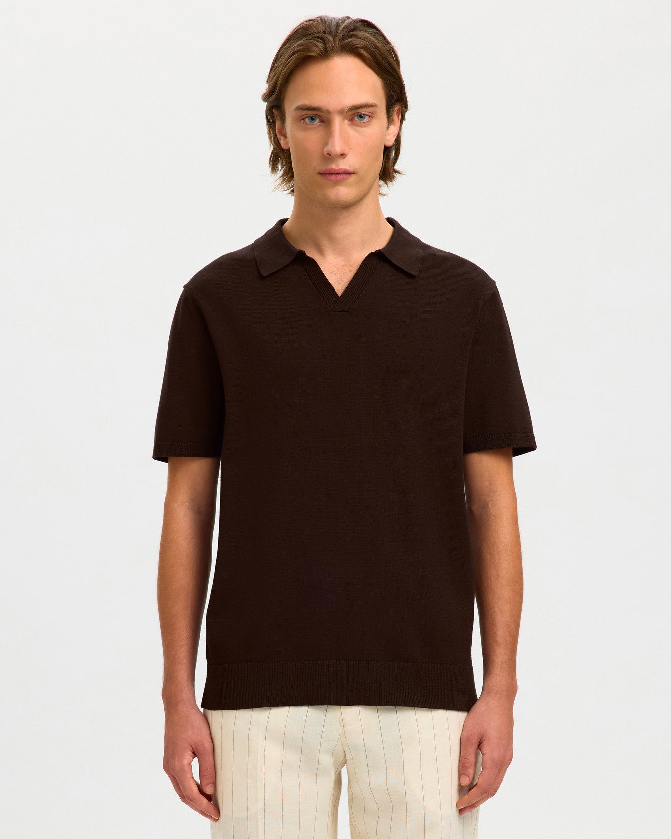 Polo Ss Teller Knit Marrone