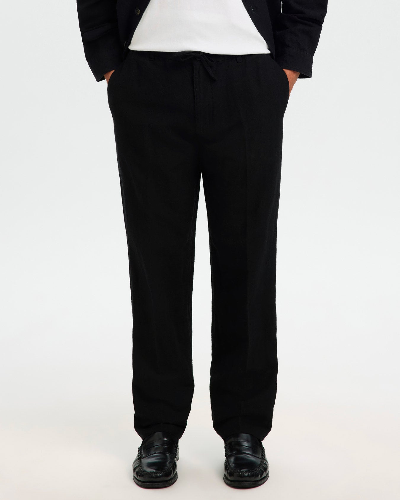 Pantalone Leroy Straight Linen Blend Nero