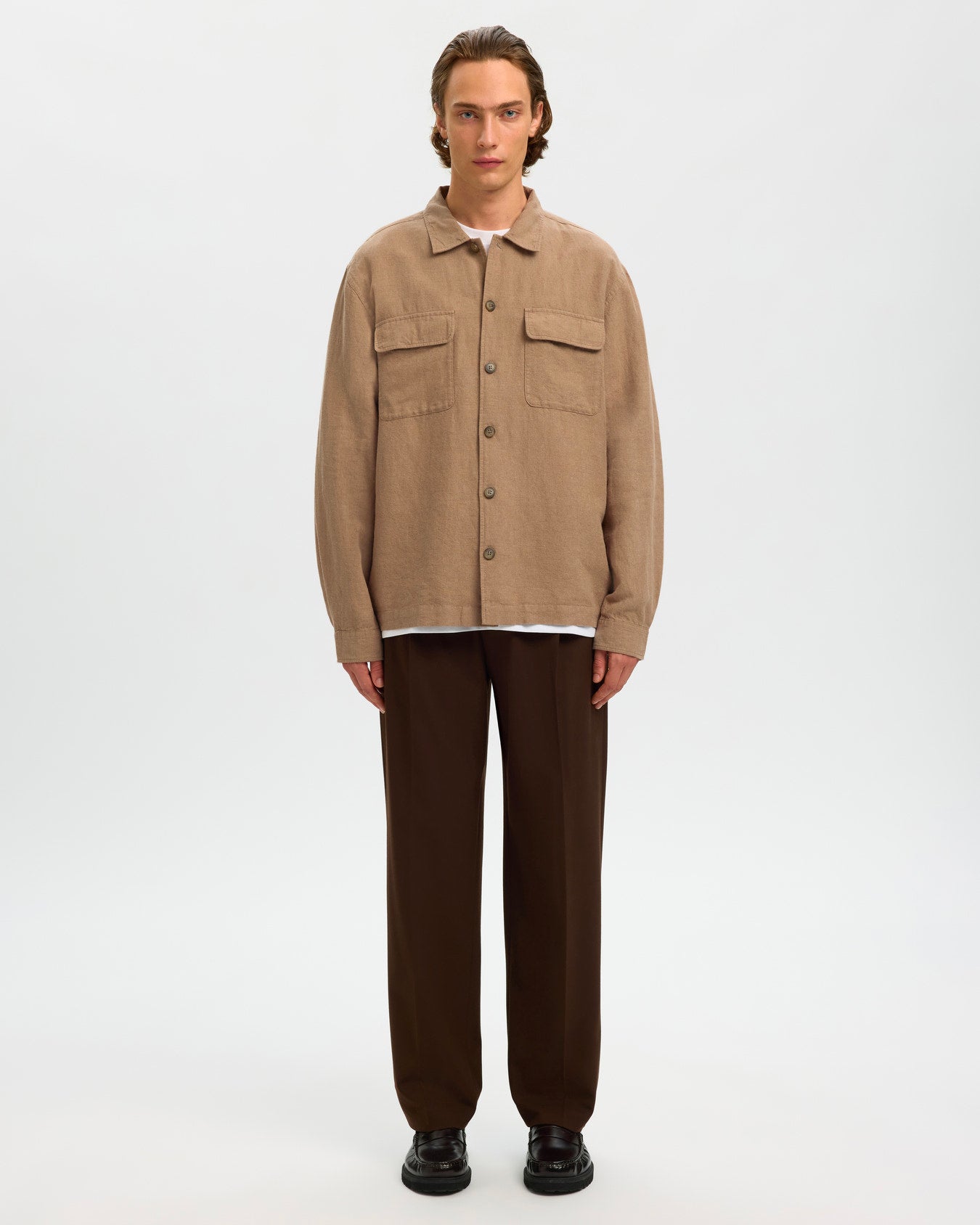 Leroy Linen Blend Caribou Overshirt