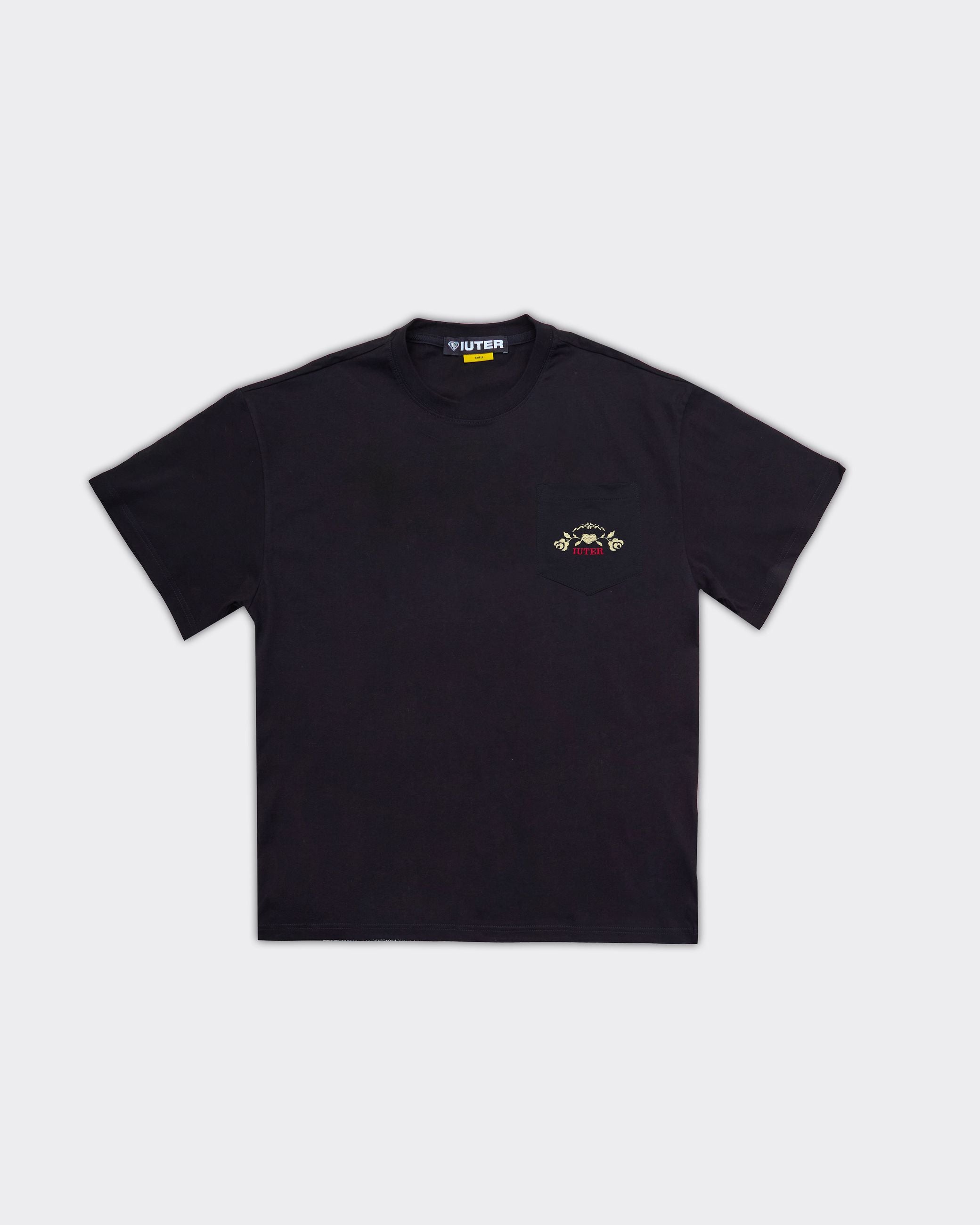 T-Shirt Floral Pocket Nera
