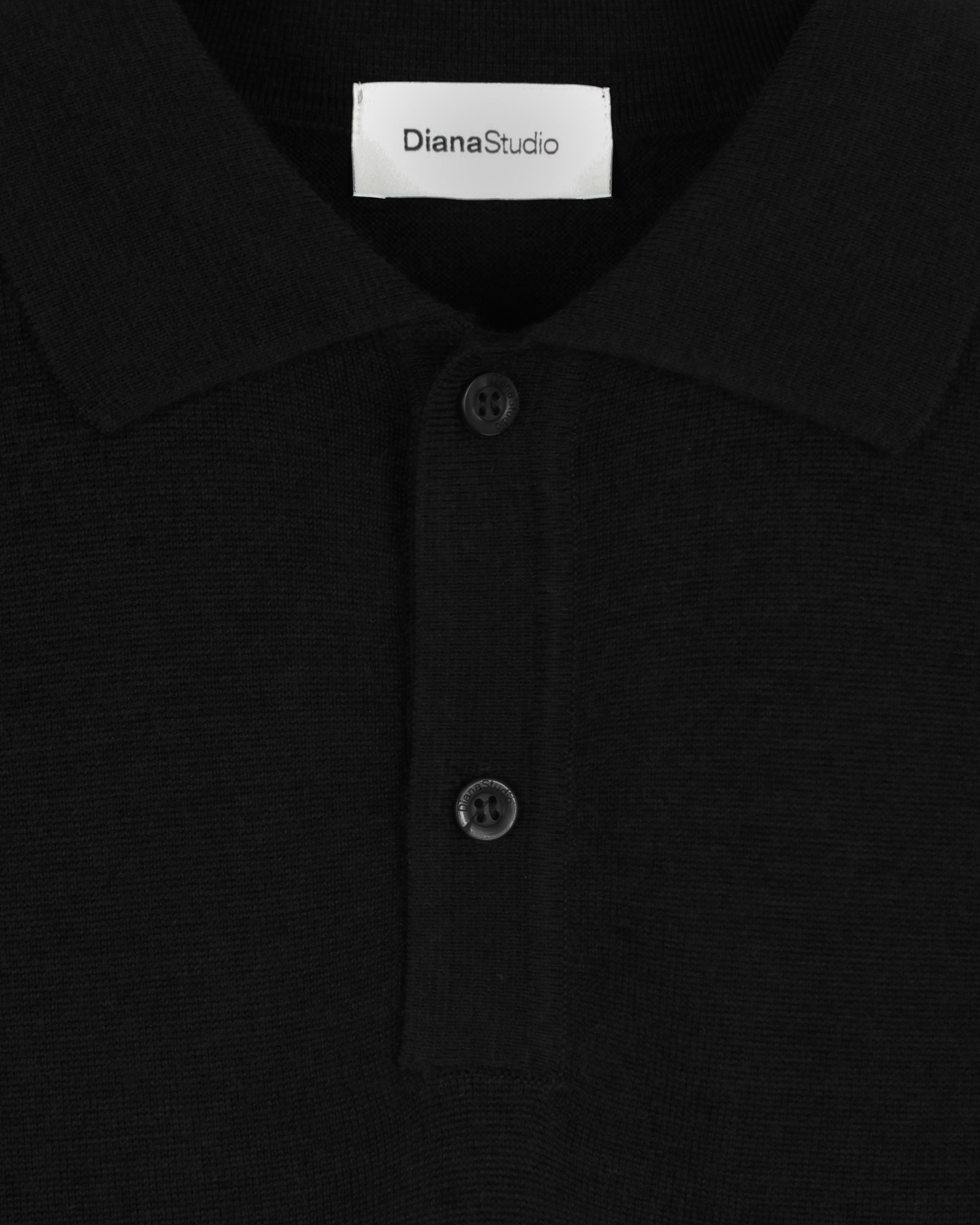 Polo Lana Con Bottoni Nera