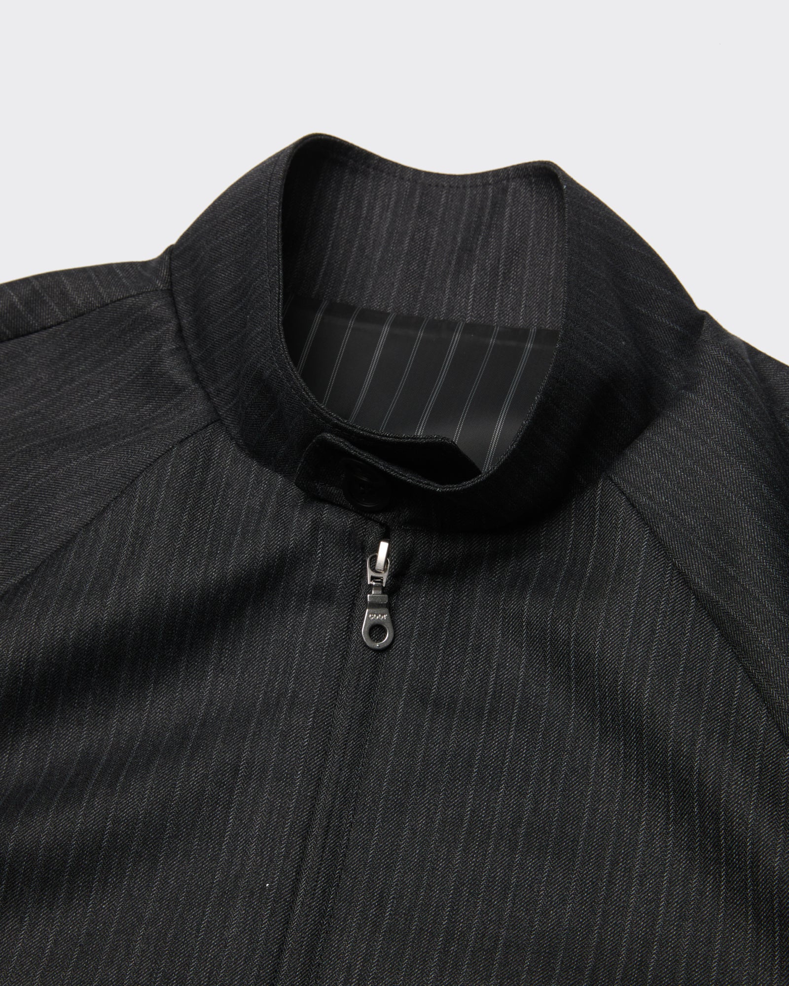 Harrington Striped Wool Blend Charcoal Grey Jacket