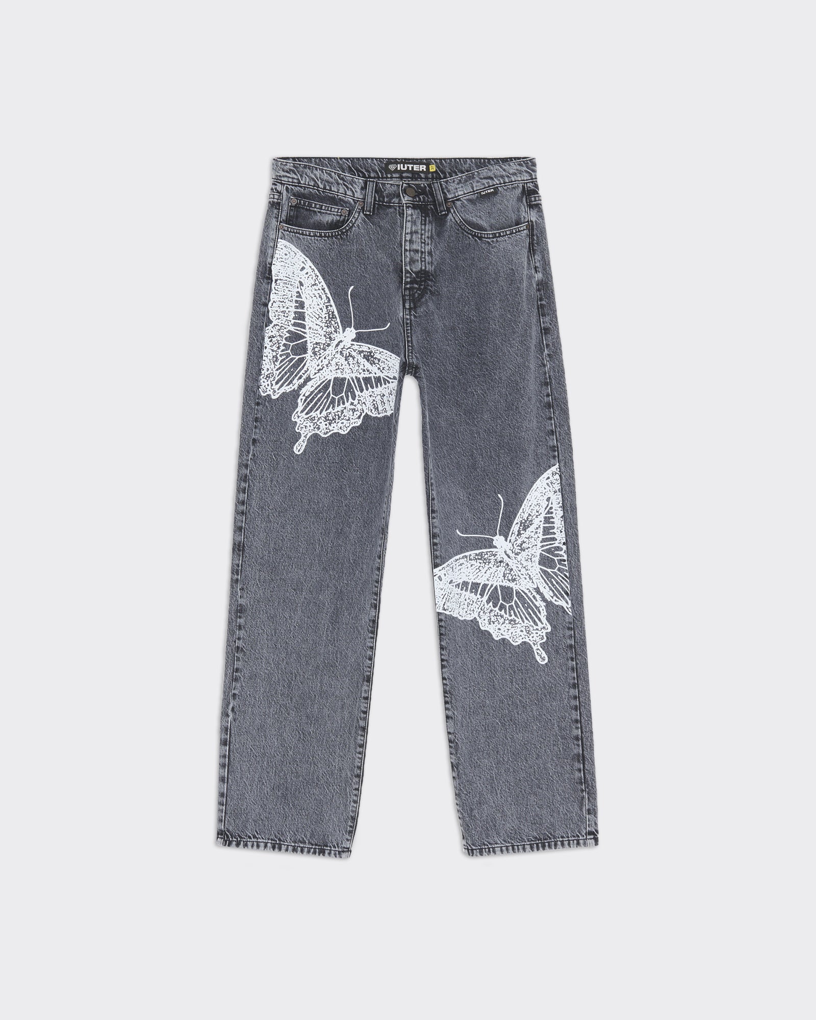 Jeans Butterfly Loose Denim Bleach Grigi