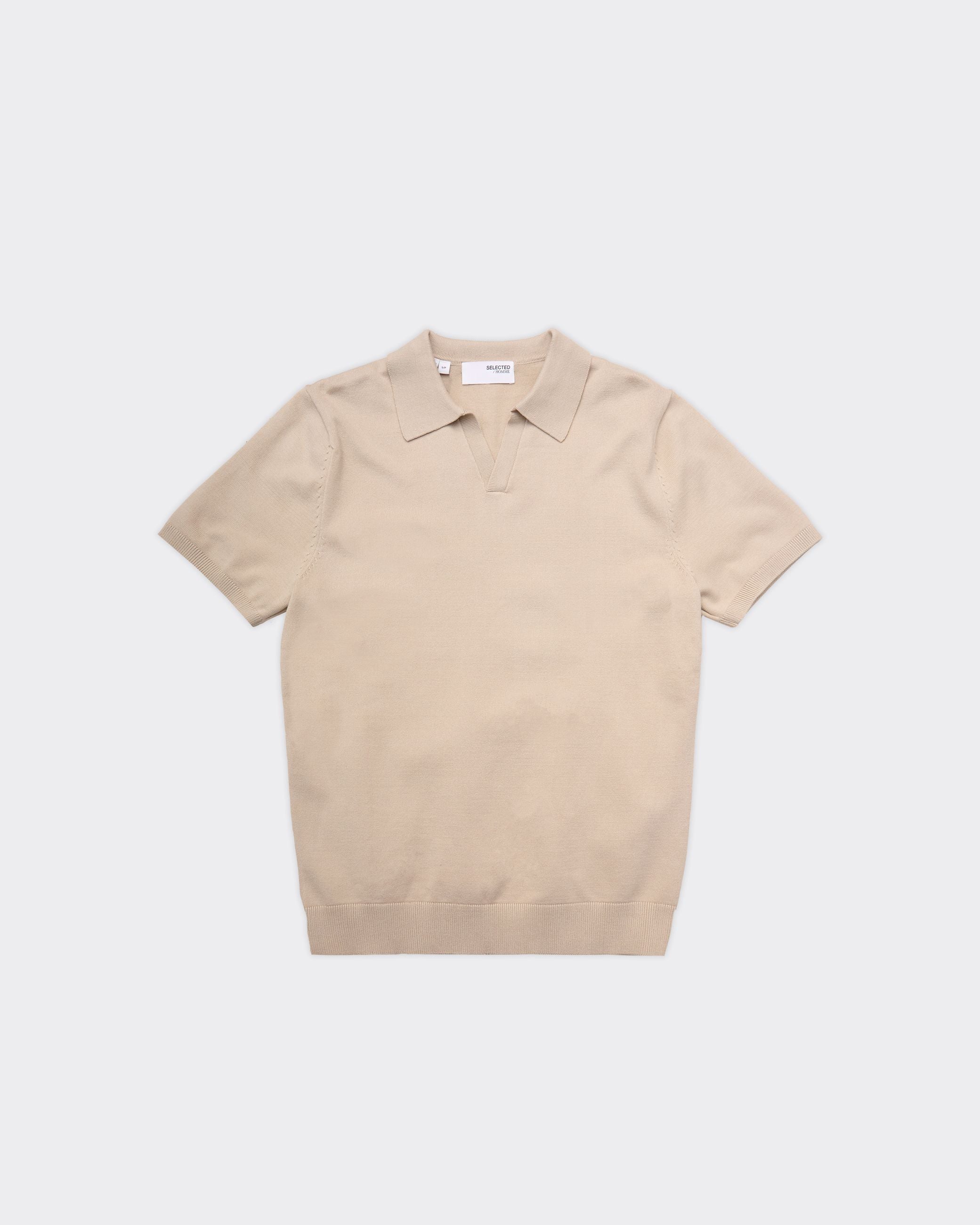 Polo Ss Teller Knit Oatmeal