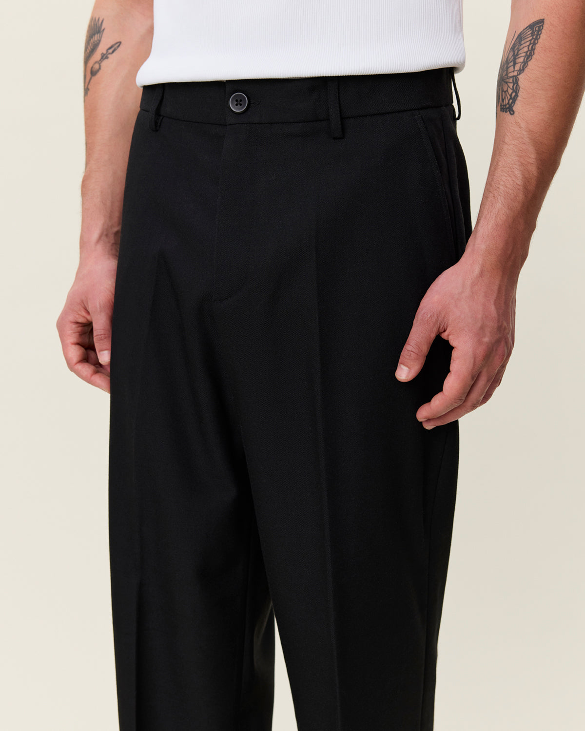 Pantaloni Brushed Twill Tailored Neri