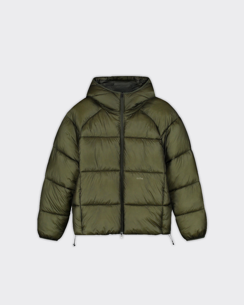 Giacca Puffer Ripstop Hooded Verde