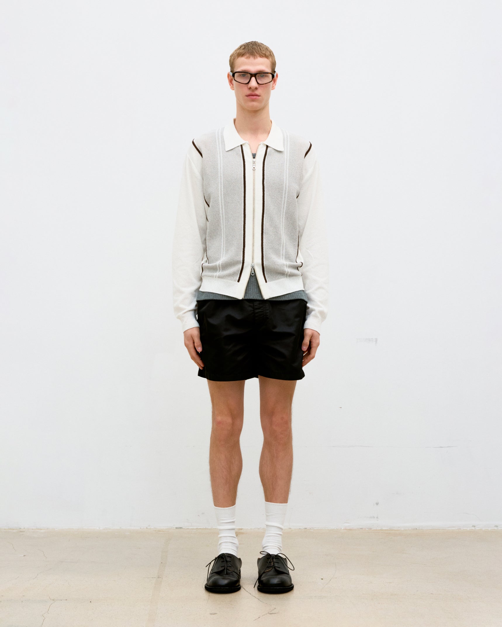 Maglione San Remo Collar Zip-Up Ivory