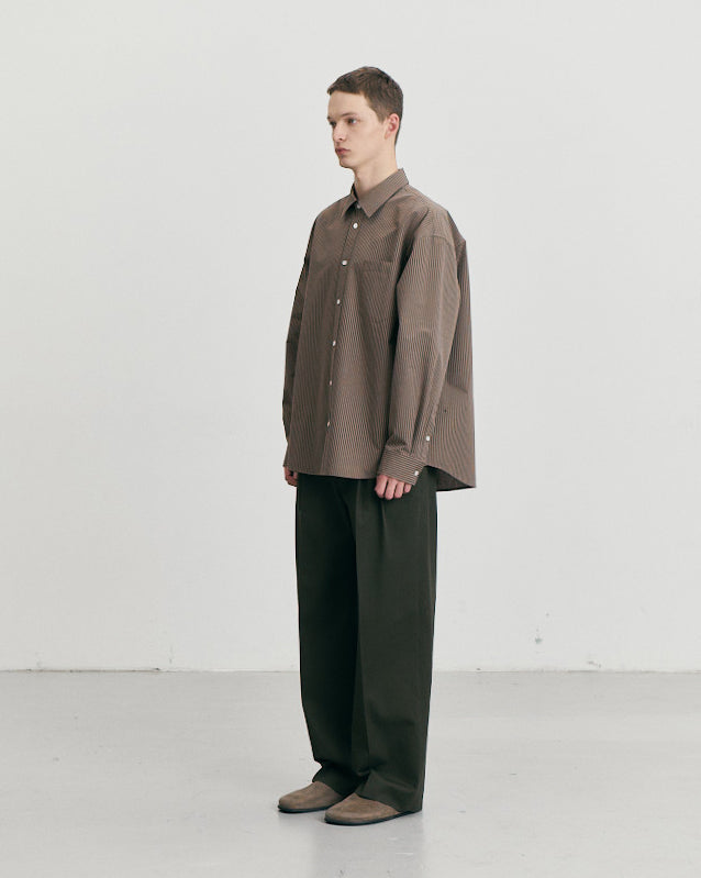 Pantaloni Double Pleated Wide Chino Khaki