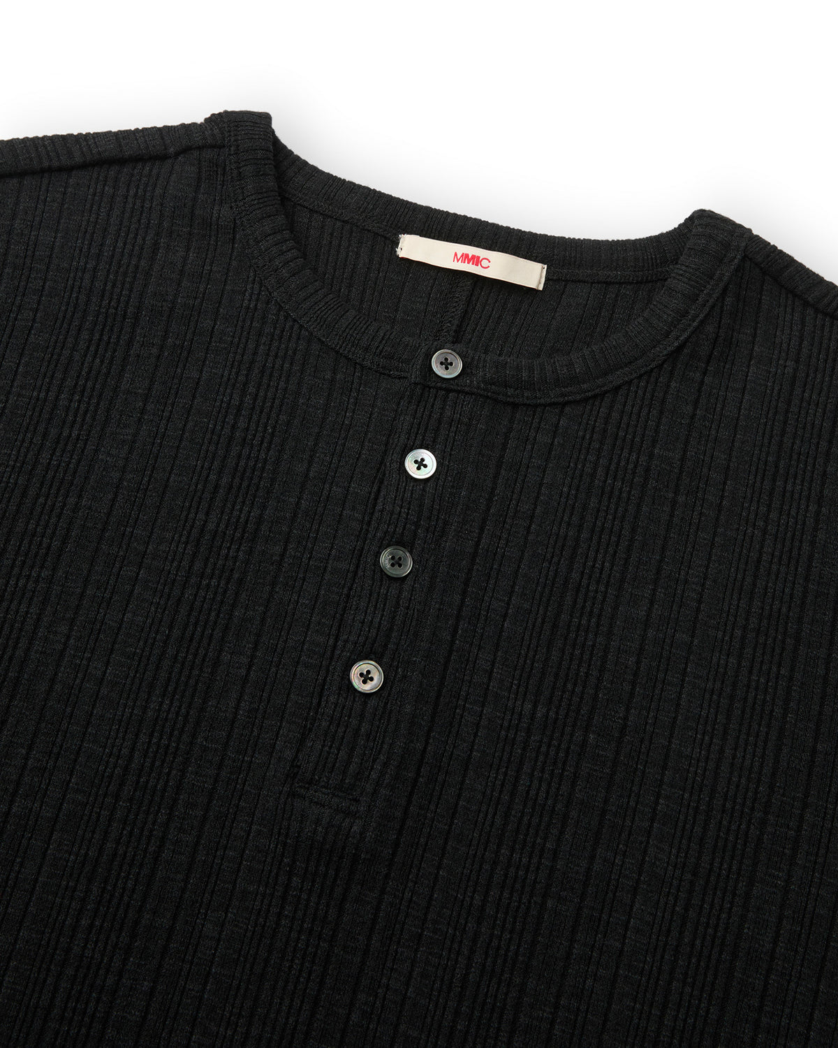 Longsleeve Henley Neck Grain Nero