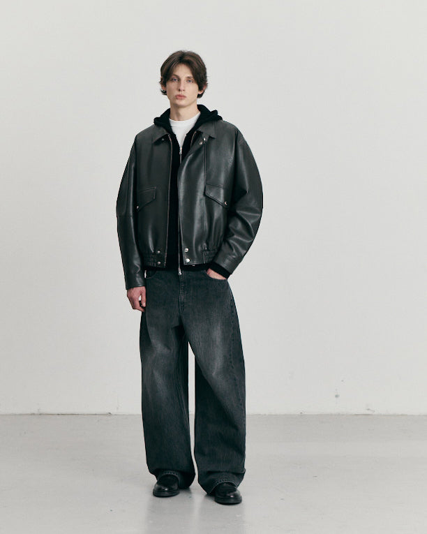Giacca Cropped Alter-Leather Blouson Nera