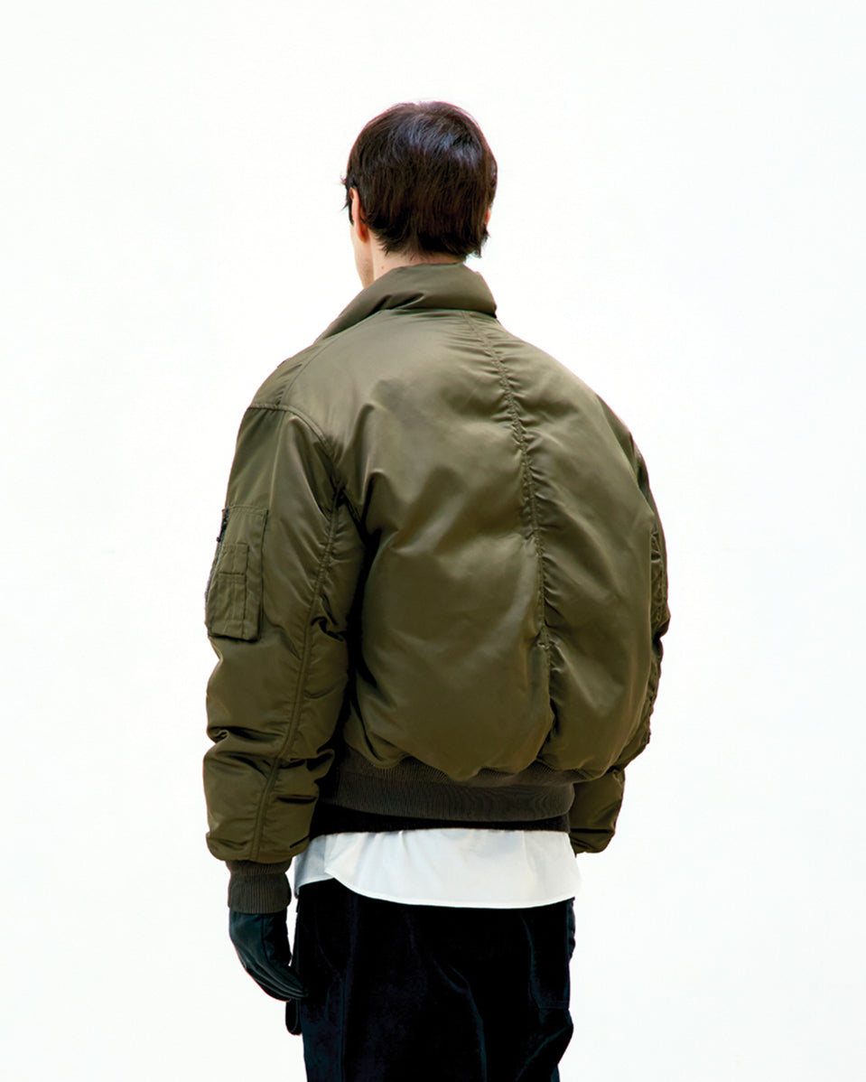 Giacca Puffer Bomber Stand Collar Olive/Khaki
