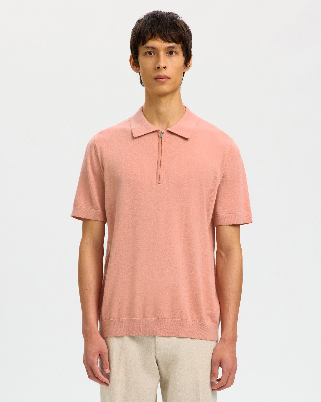 Polo Tray SS Half Zip Rose Dawn