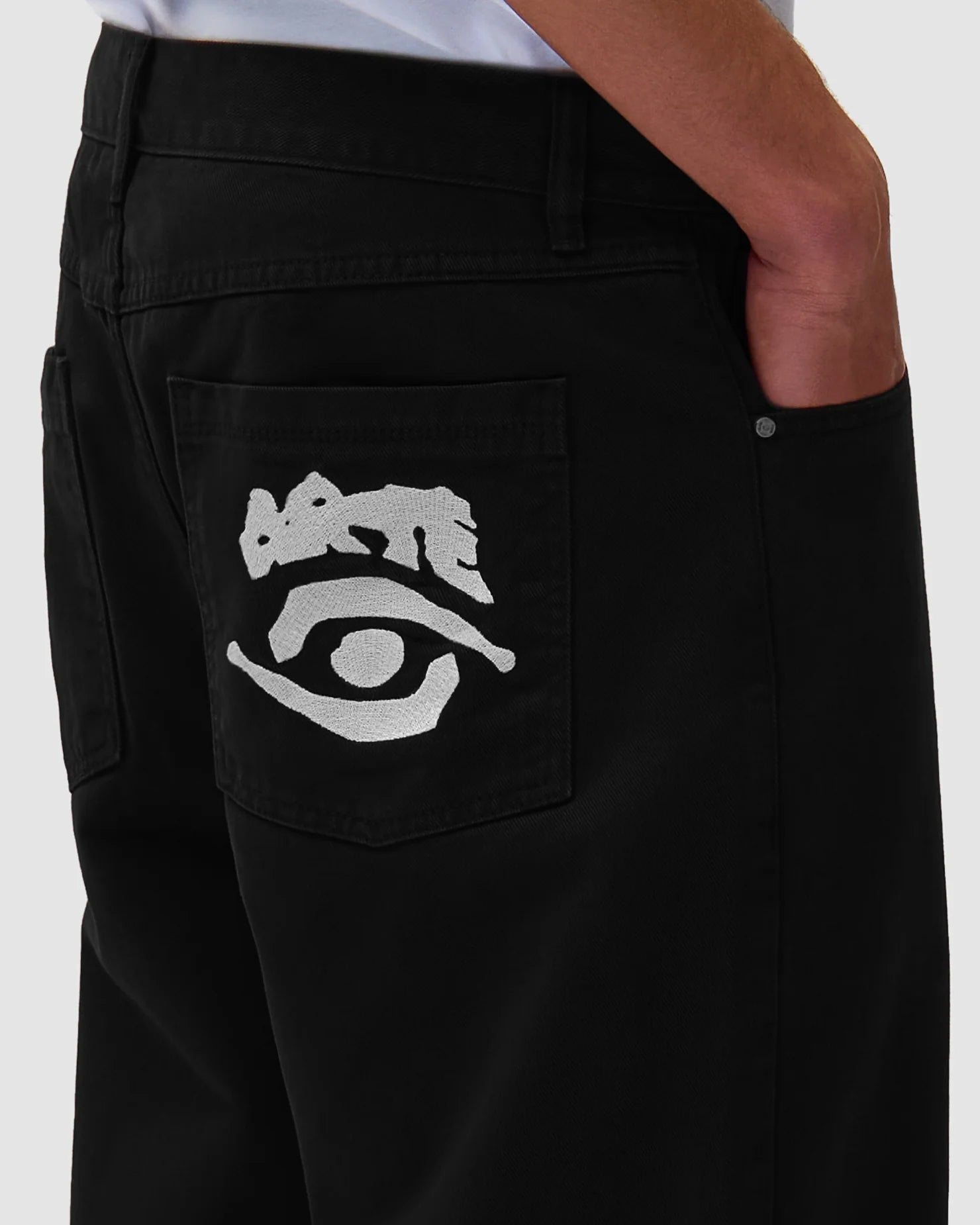 Back Pocket Graphic Trousers Black