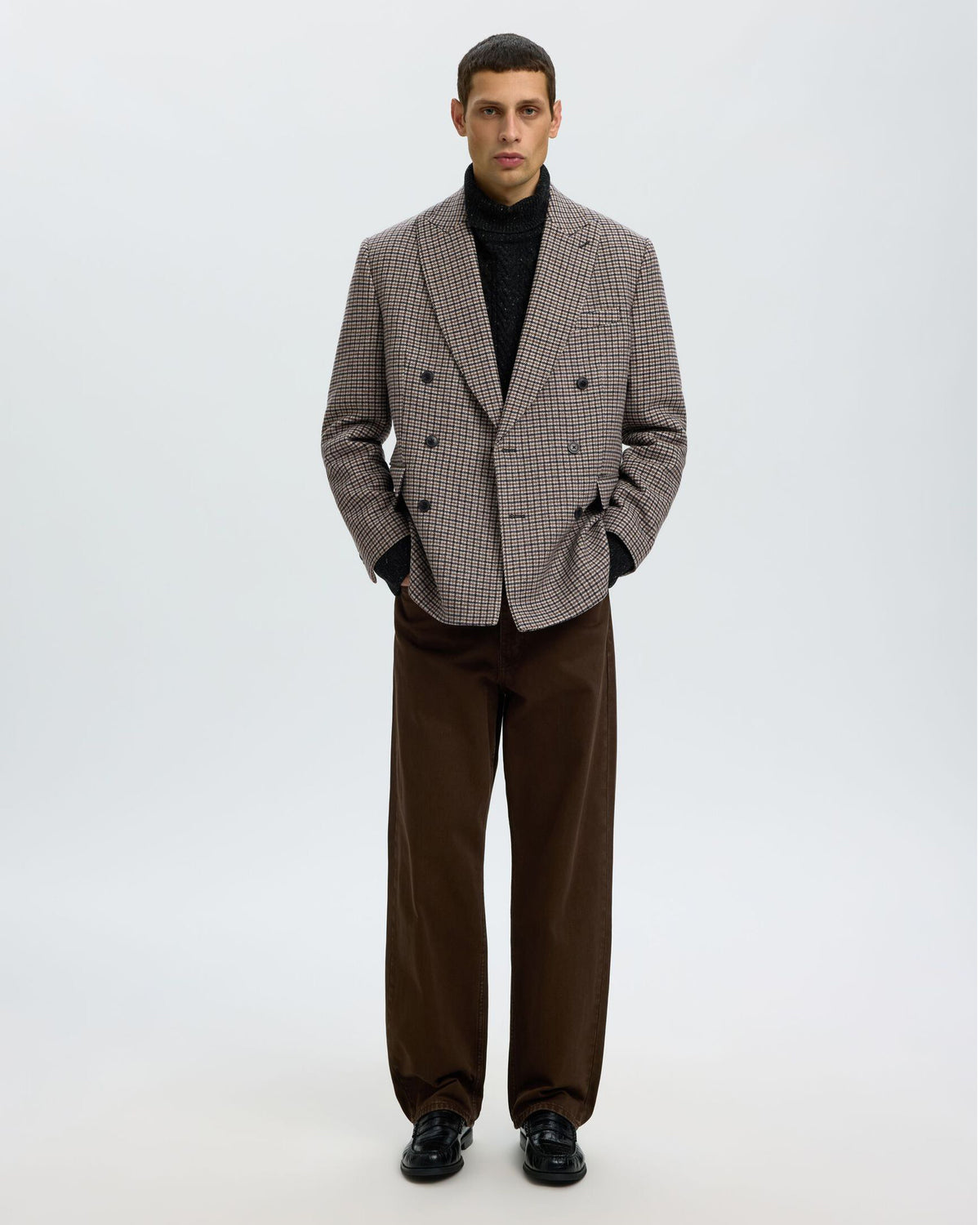 Blazer Regular Morris Check Wool Blend Medium Grey Melange
