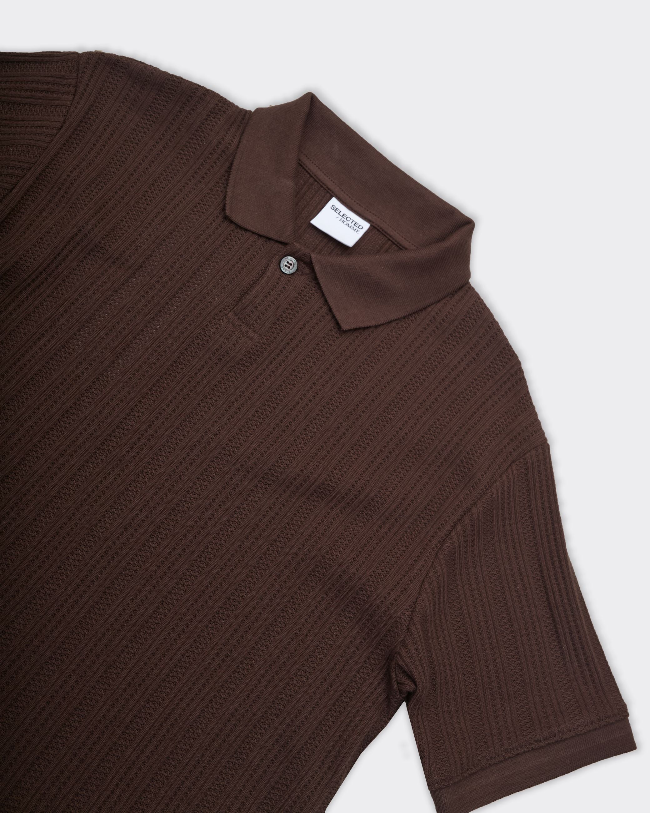 Jaden Jacquard SS Polo Brown