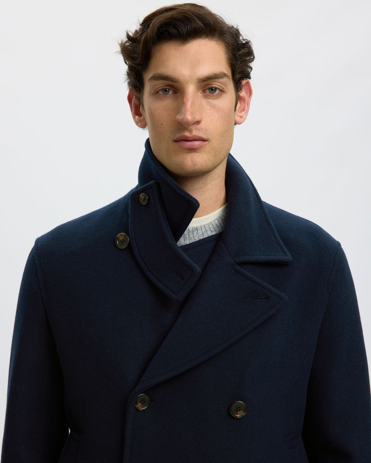 Cappotto Peacoat Archive Wool Blend Sky Captain Blu