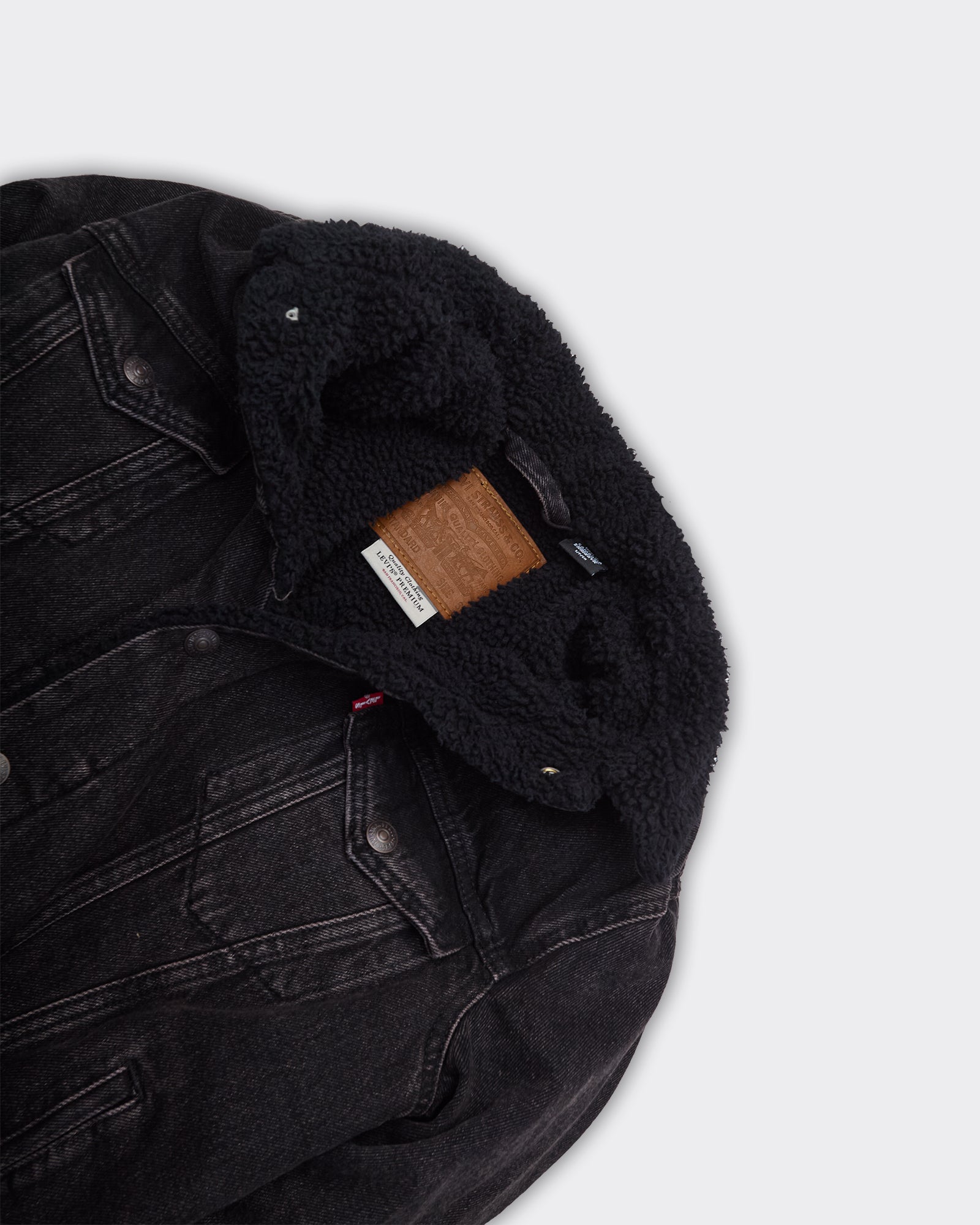 Denim Type 3 Sherpa Trucker Jacket Black