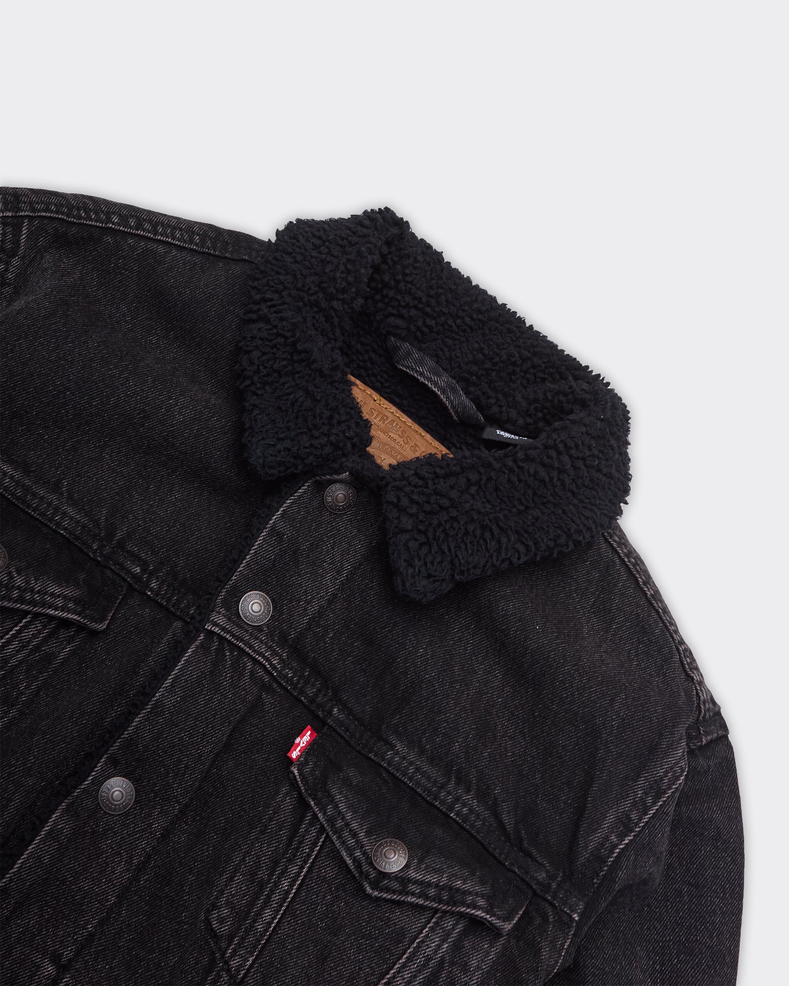 Denim Type 3 Sherpa Trucker Jacket Black