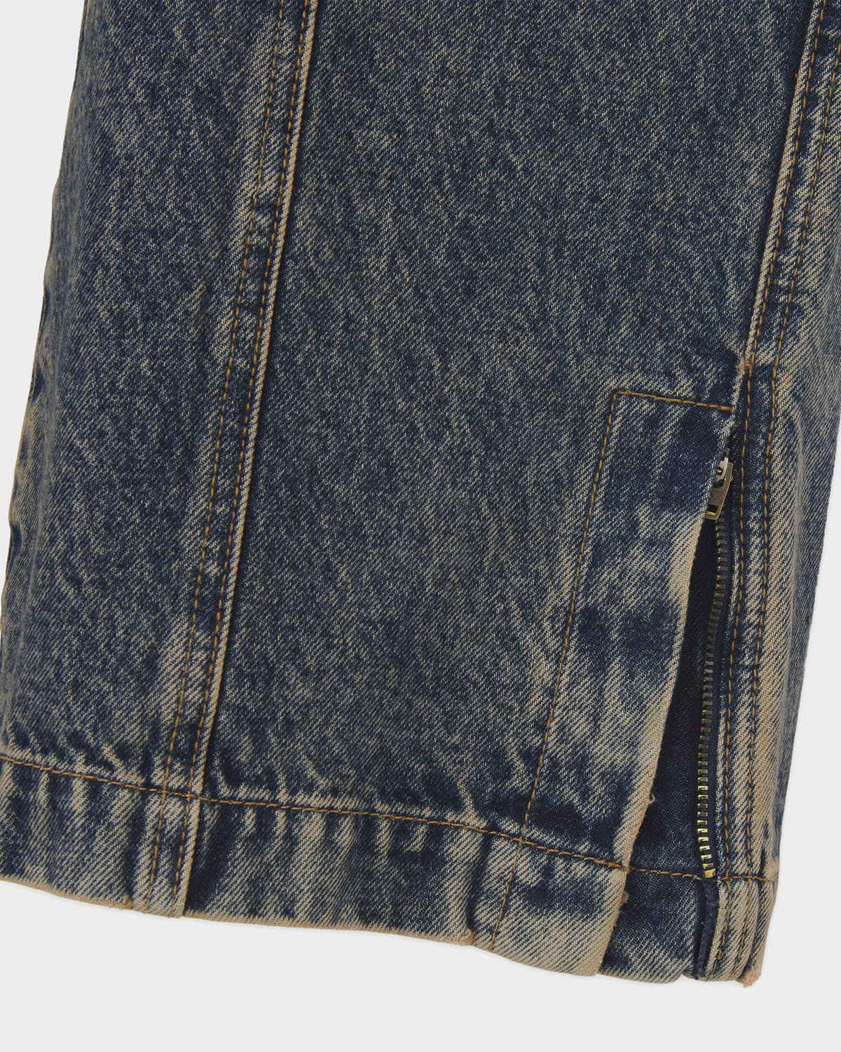 Jeans Grid Zipped Deni Yellow Fade
