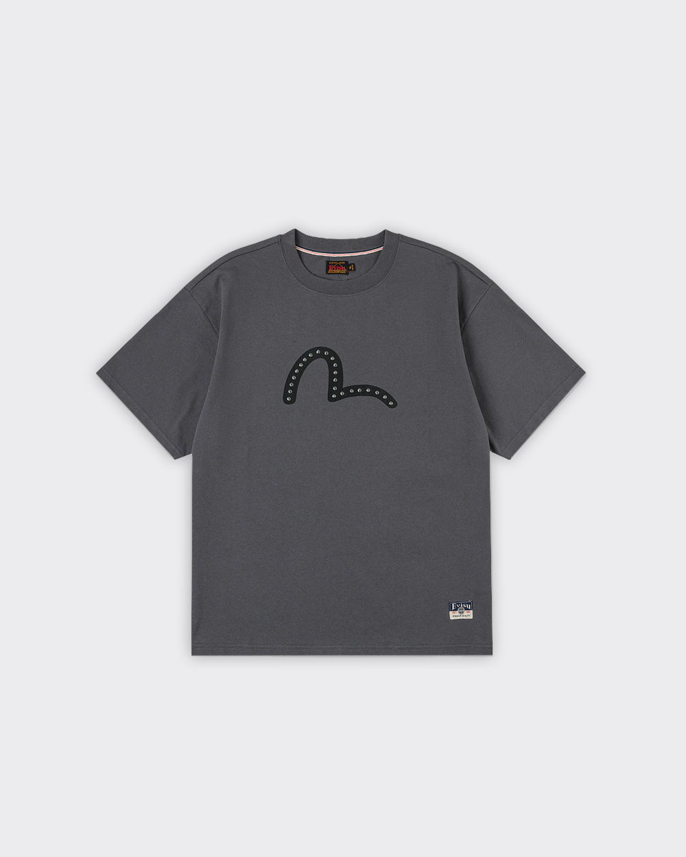 T-Shirt Seagull Printed Metal Studs Charcoal