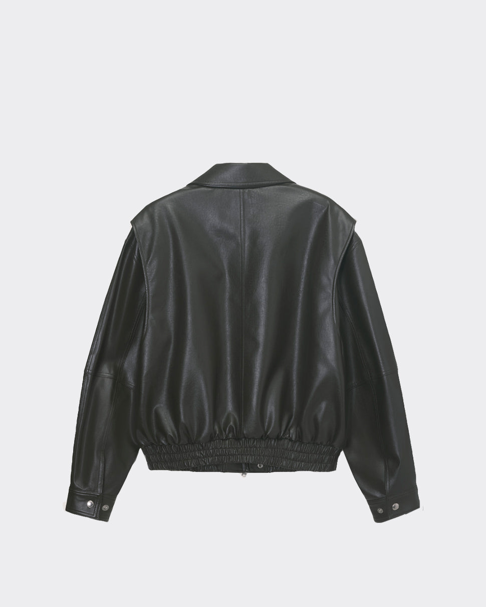 Giacca Cropped Alter-Leather Blouson Greyish Khaki