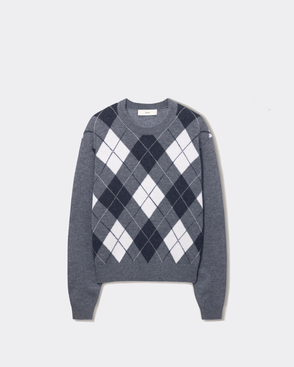 Knit Crewneck Argyle Grigio