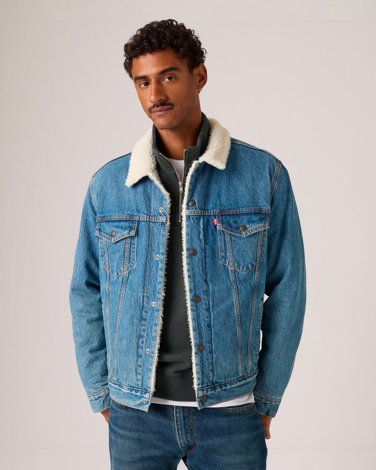 Giacca Sherpa Type 3 Washed Med Indigo