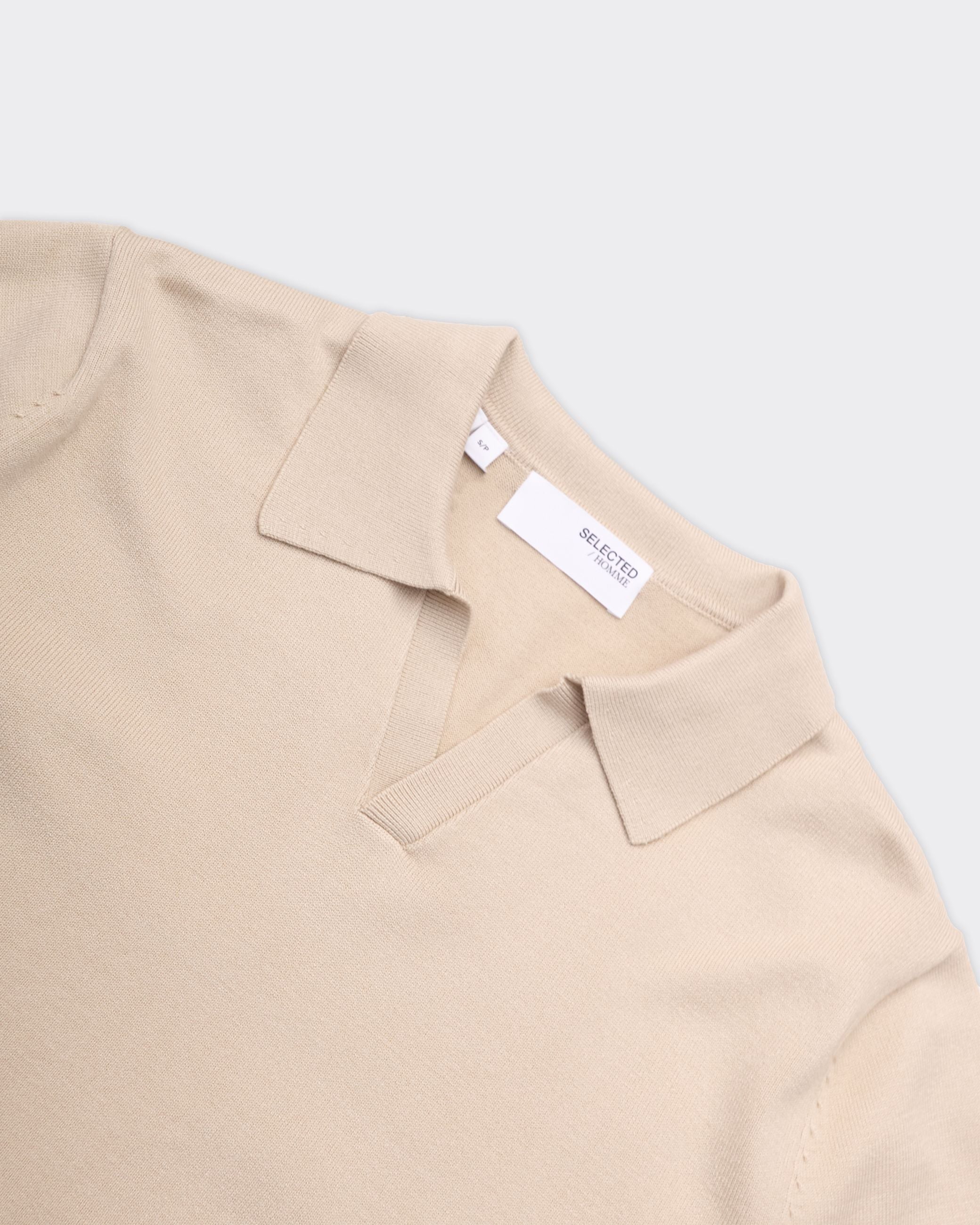 Polo Ss Teller Knit Oatmeal